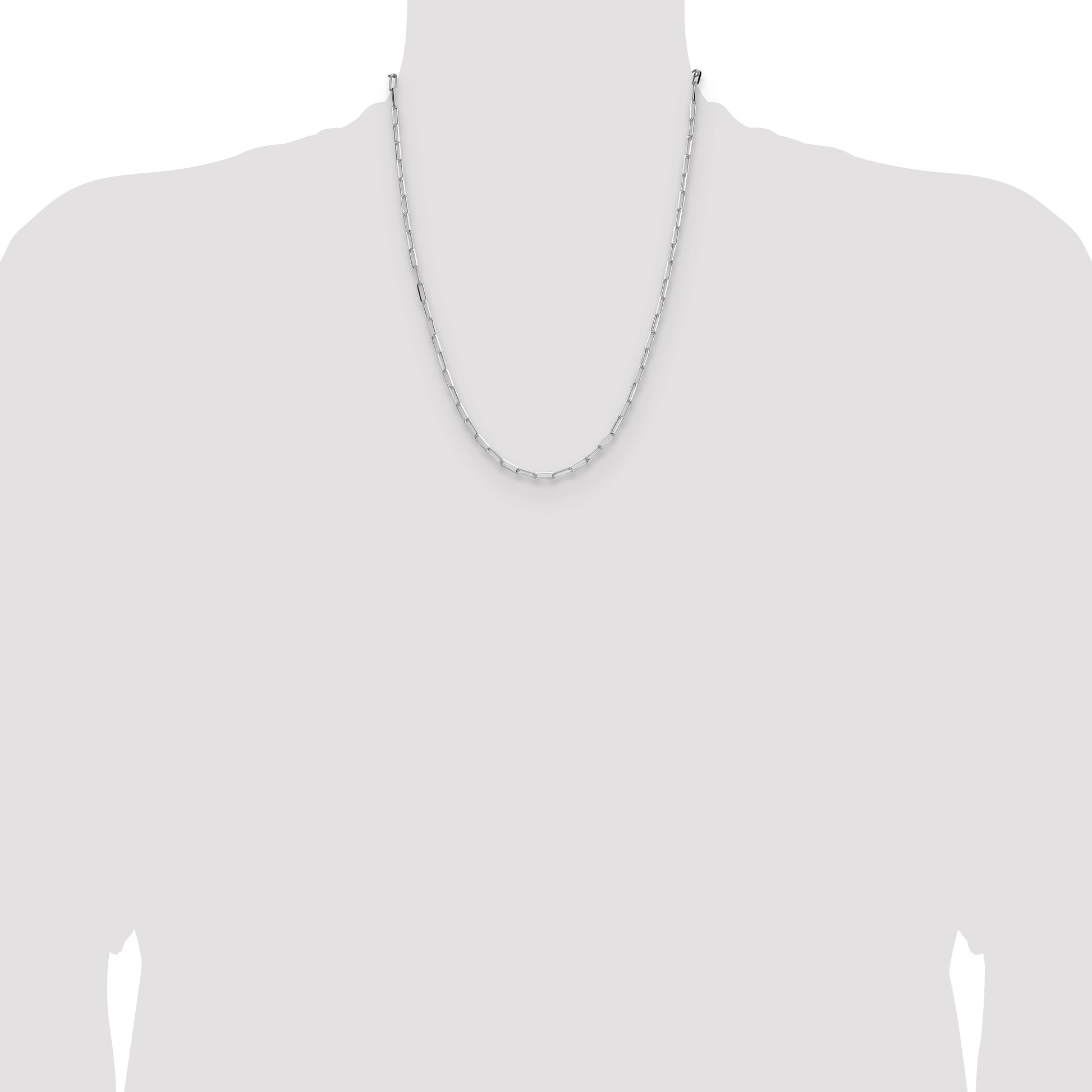 Sterling Silver Rhodium-plated 3.1mm D/C Paperclip Chain