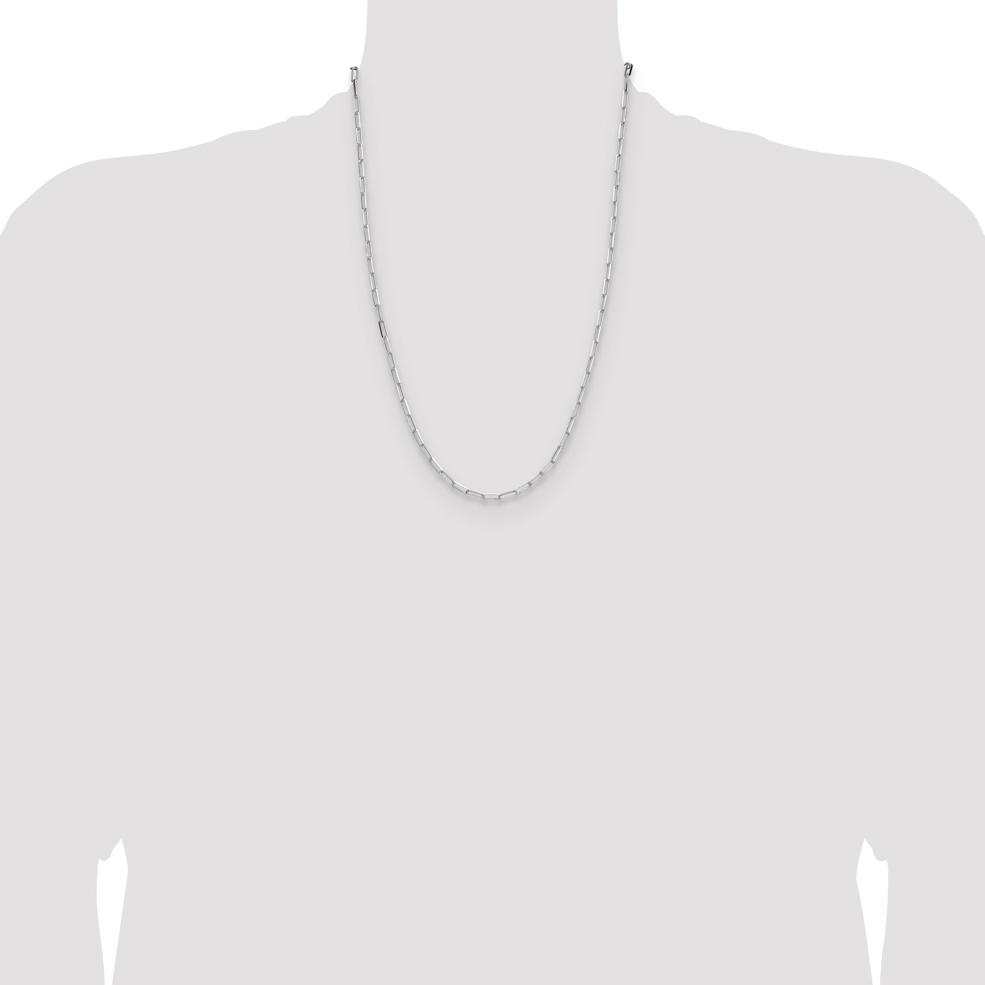 Sterling Silver Rhodium-plated 3.1mm D/C Paperclip Chain