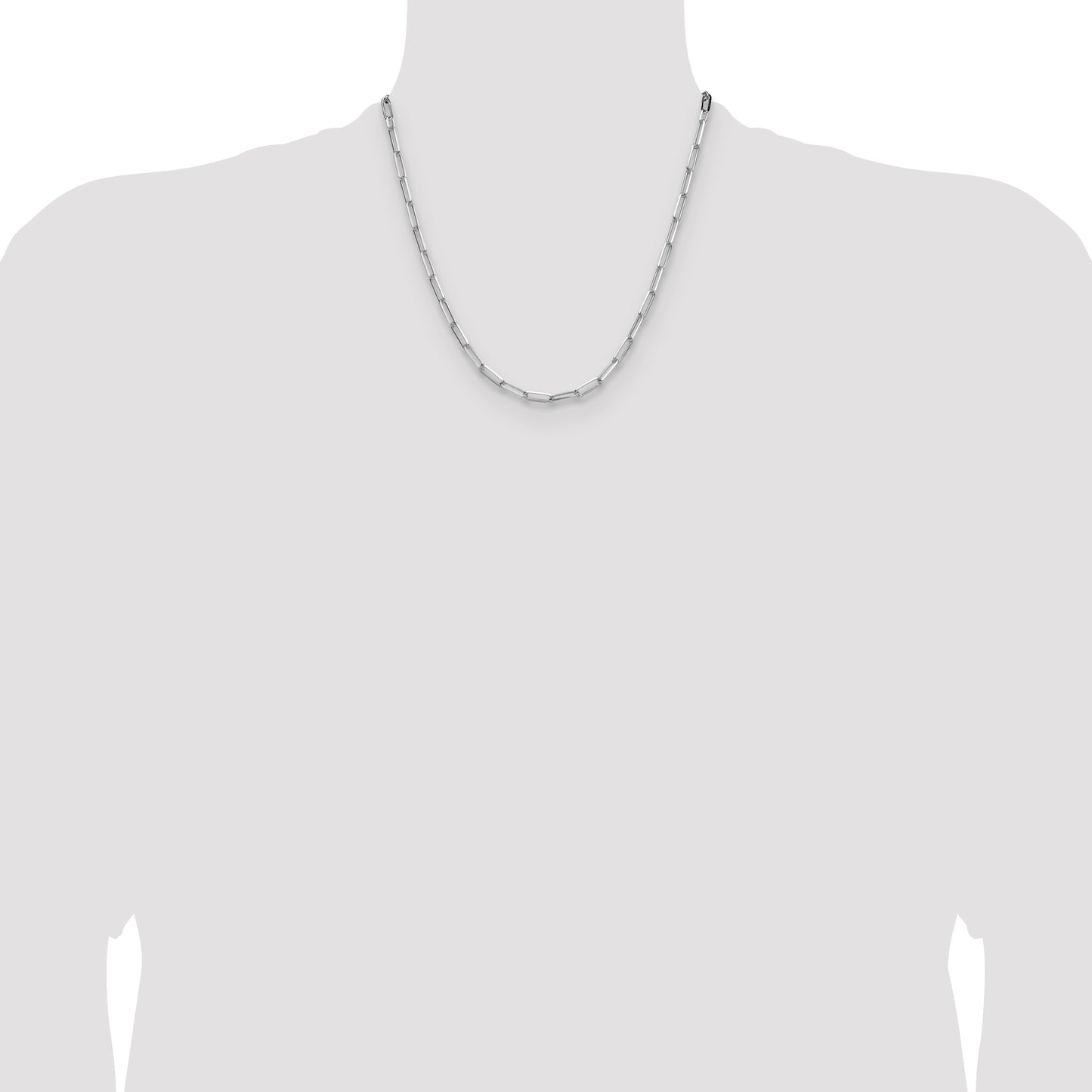 Sterling Silver Rhodium-plated 3.5mm D/C Paperclip Chain