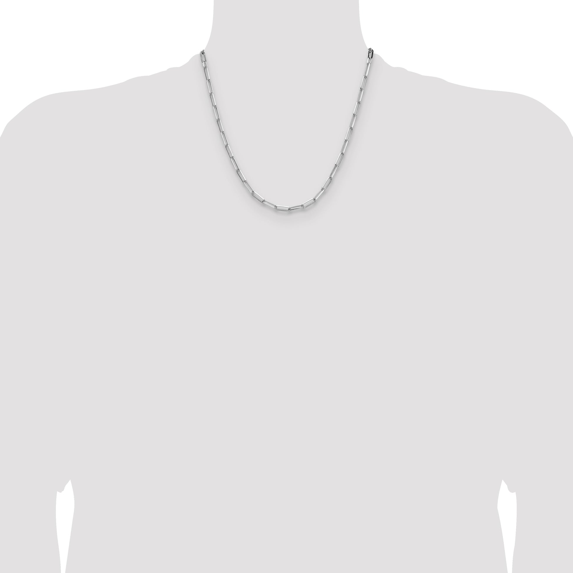 Sterling Silver Rhodium-plated 3.5mm D/C Paperclip Chain