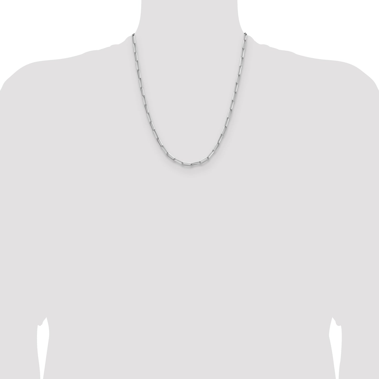 Sterling Silver Rhodium-plated 3.5mm D/C Paperclip Chain