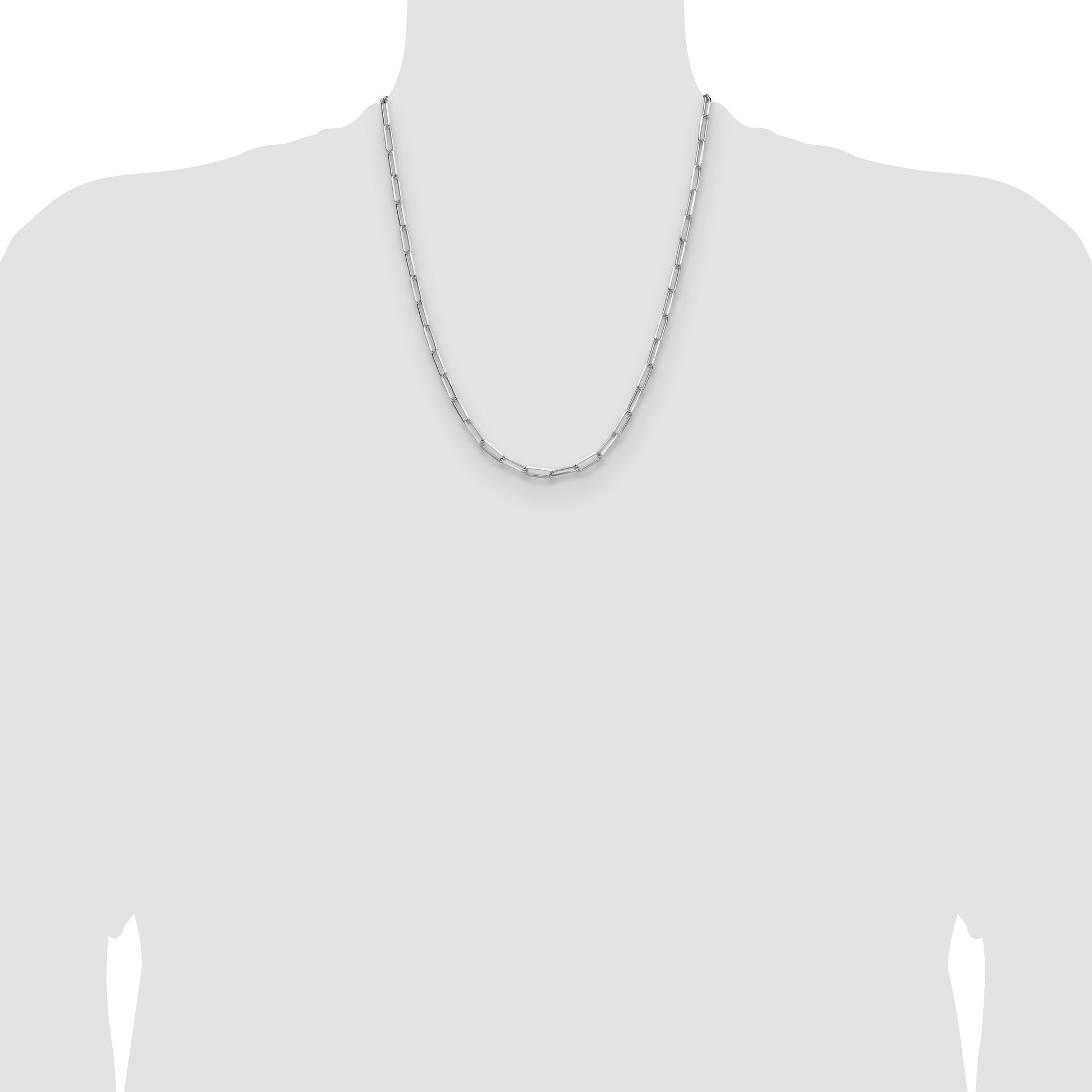 Sterling Silver Rhodium-plated 3.5mm D/C Paperclip Chain