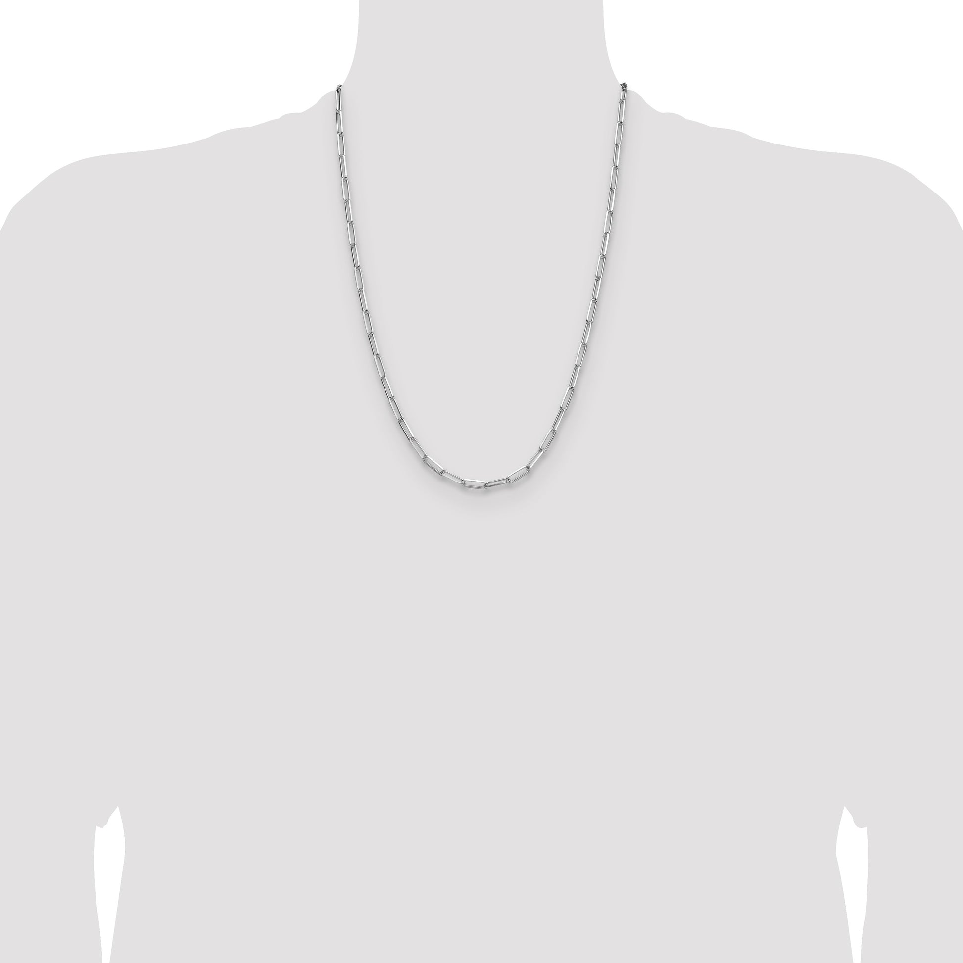 Sterling Silver Rhodium-plated 3.5mm D/C Paperclip Chain