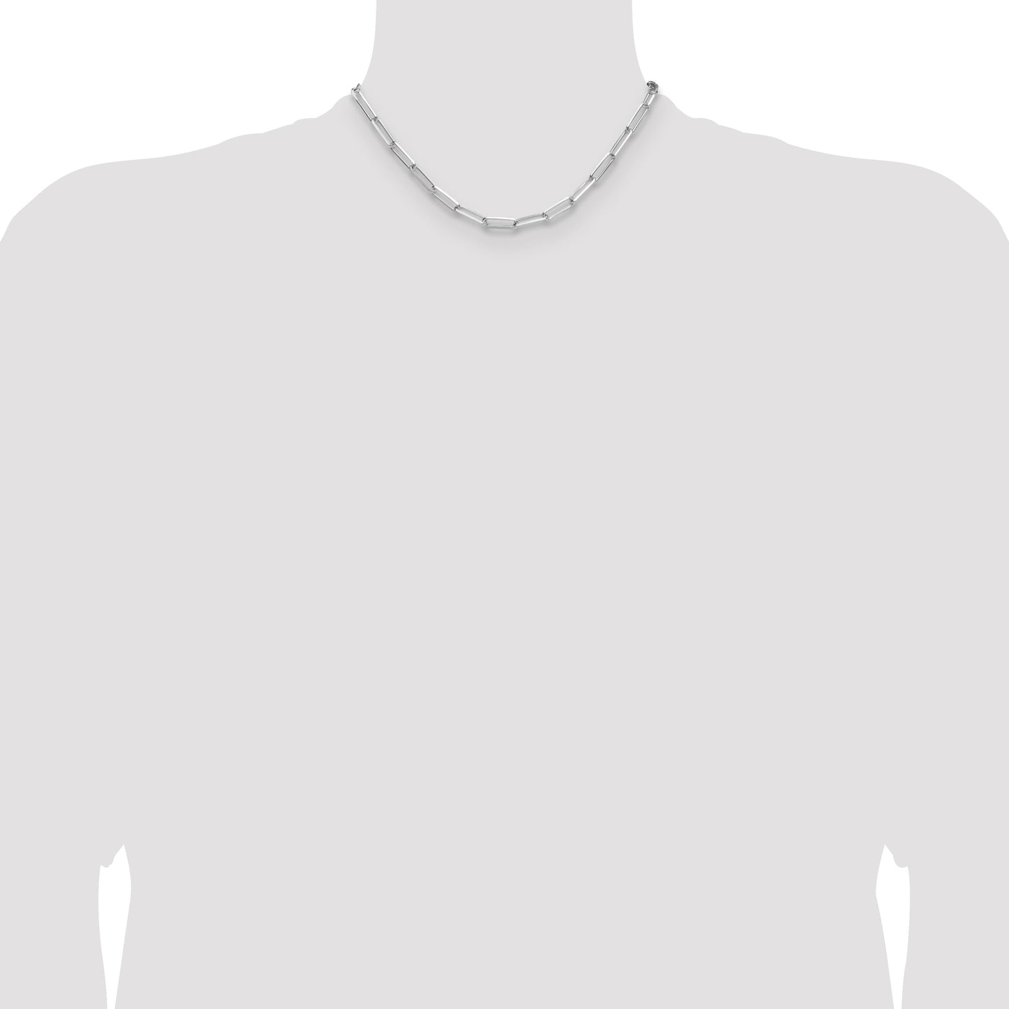 Sterling Silver Rhodium-plated 4.4mm D/C Paperclip Chain