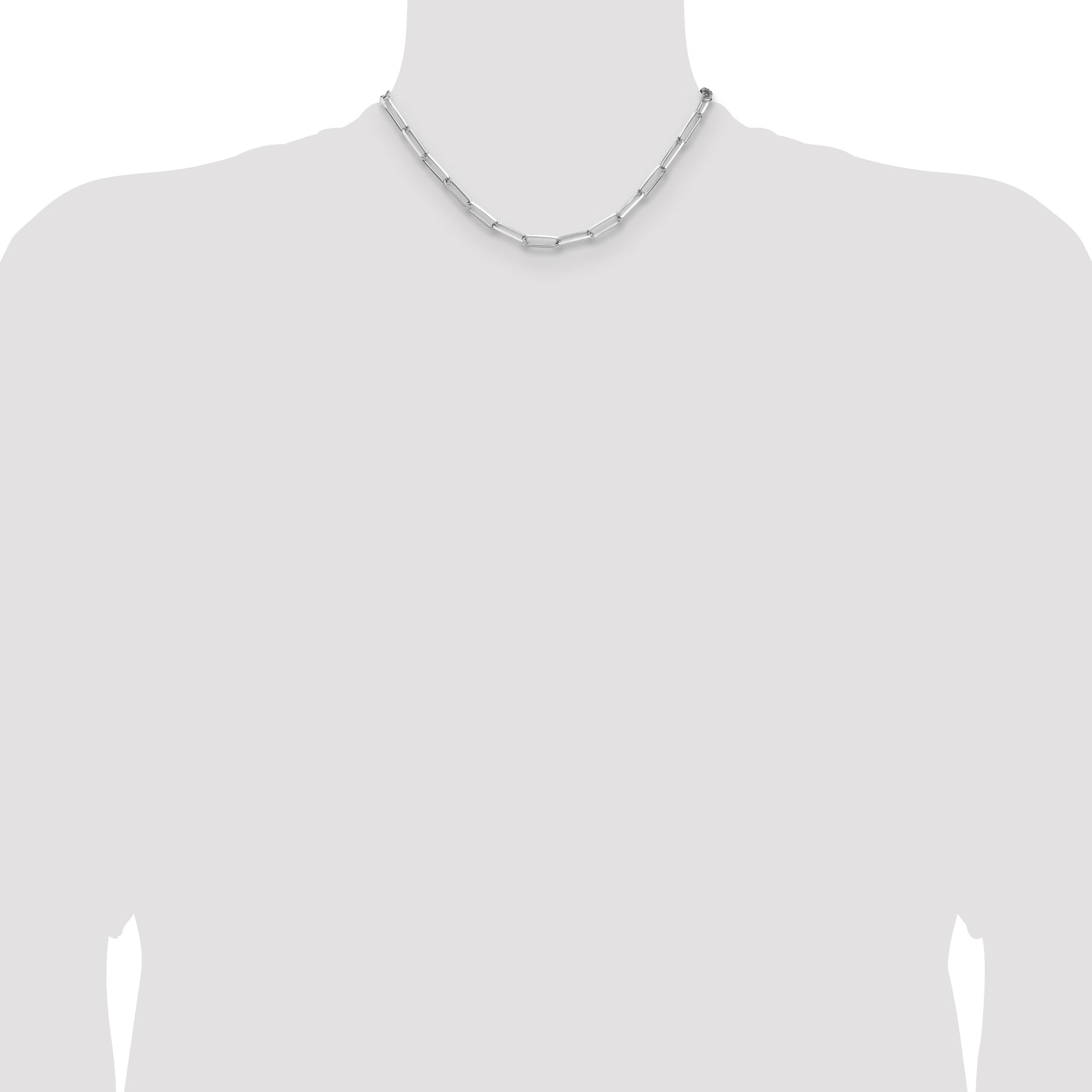 Sterling Silver Rhodium-plated 4.4mm D/C Paperclip Chain