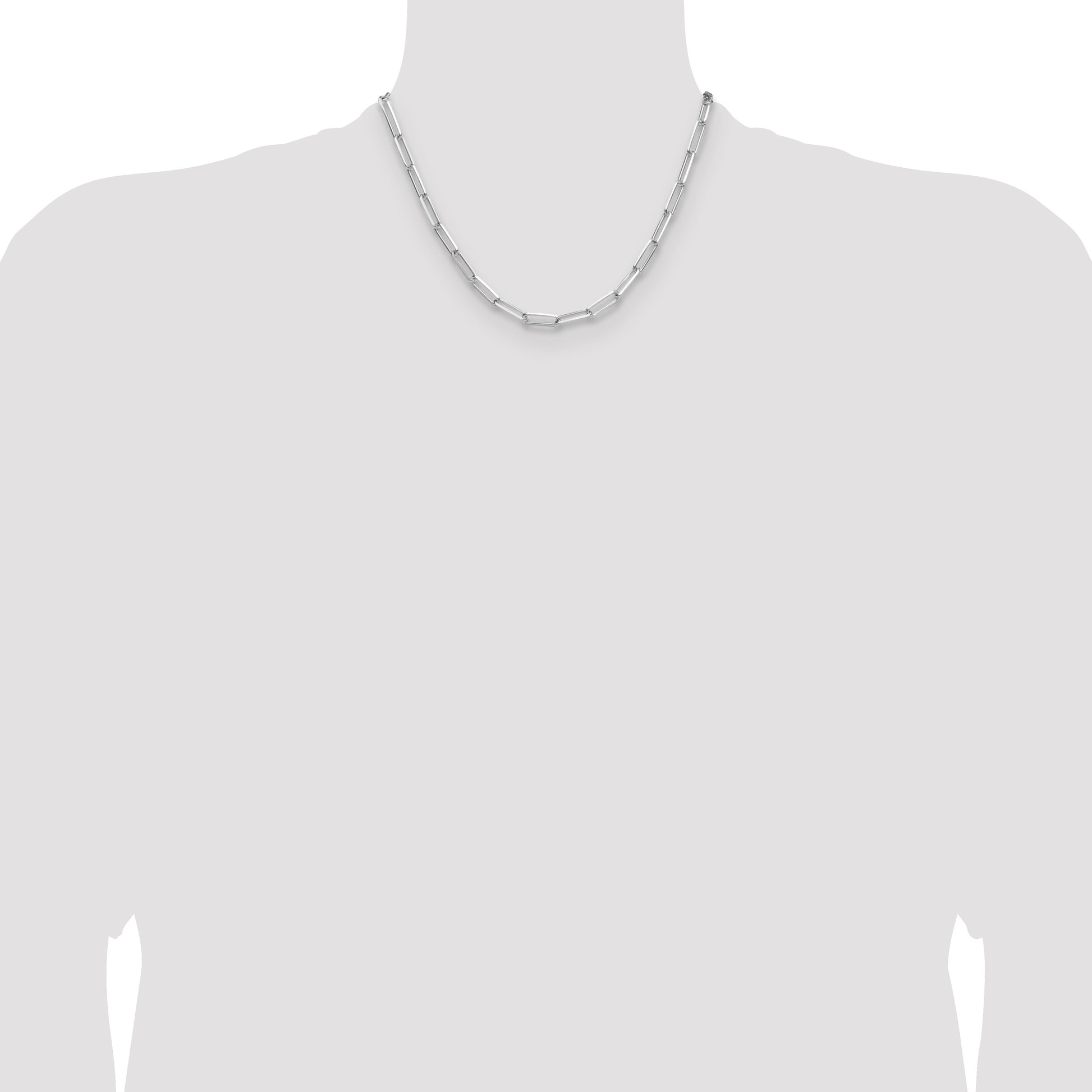 Sterling Silver Rhodium-plated 4.4mm D/C Paperclip Chain