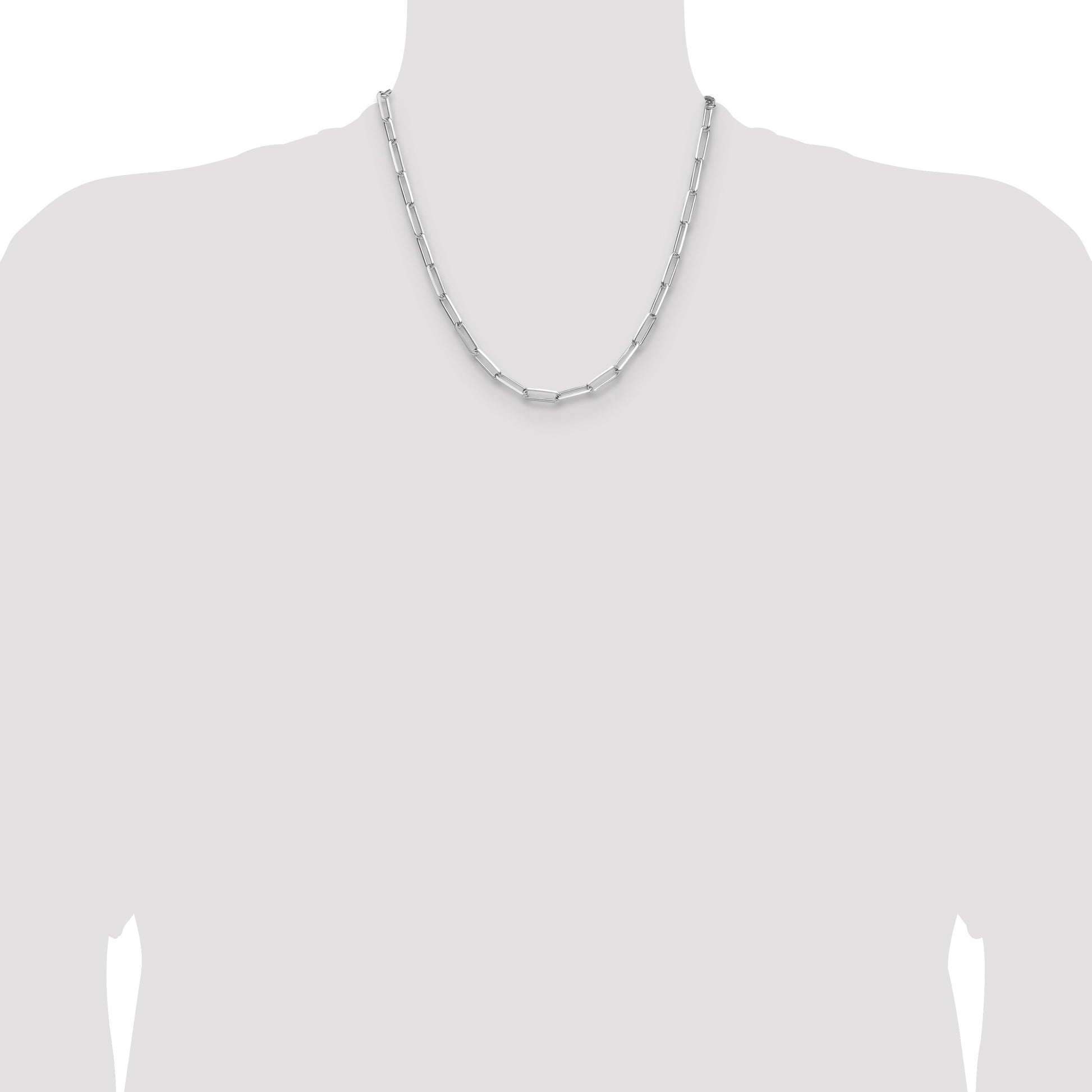 Sterling Silver Rhodium-plated 4.4mm D/C Paperclip Chain
