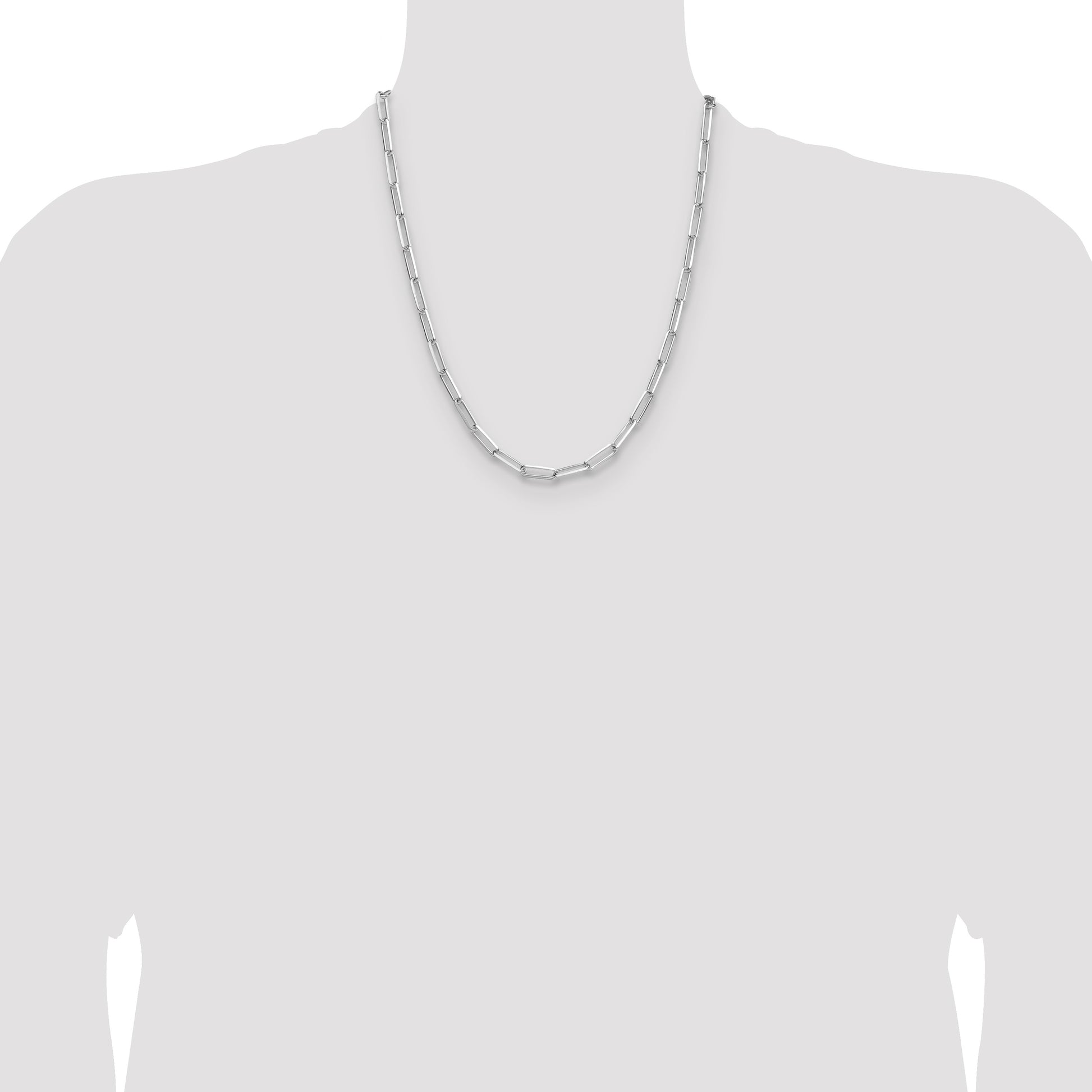 Sterling Silver Rhodium-plated 4.4mm D/C Paperclip Chain