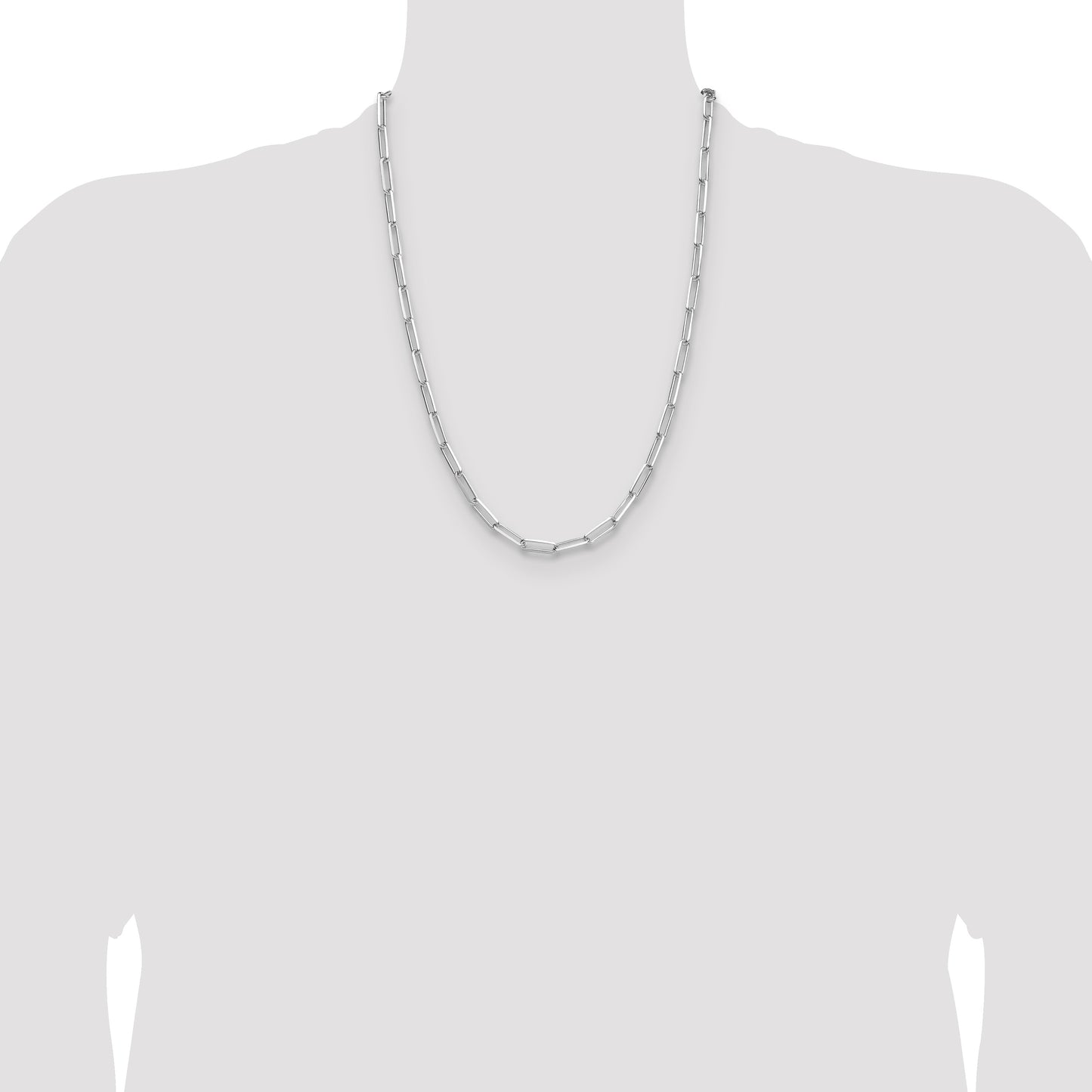 Sterling Silver Rhodium-plated 4.4mm D/C Paperclip Chain