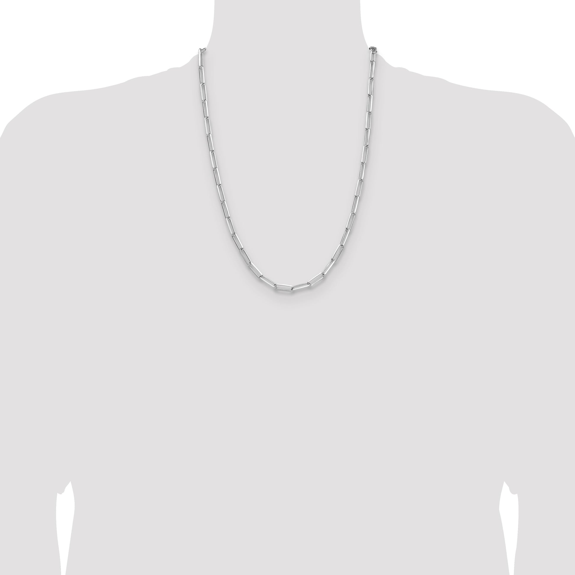 Sterling Silver Rhodium-plated 4.4mm D/C Paperclip Chain