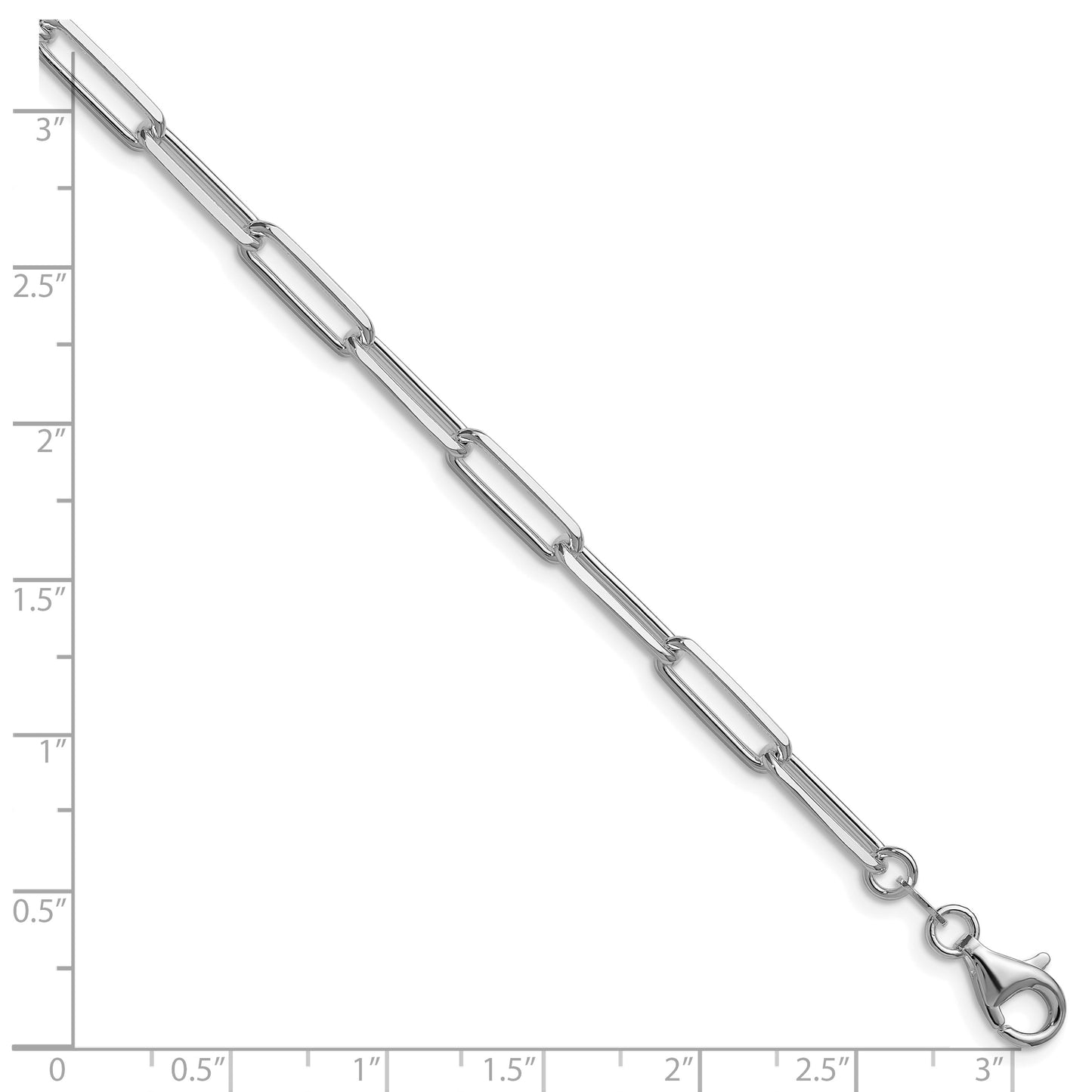 Sterling Silver Rhodium-plated 4.4mm D/C Paperclip Chain