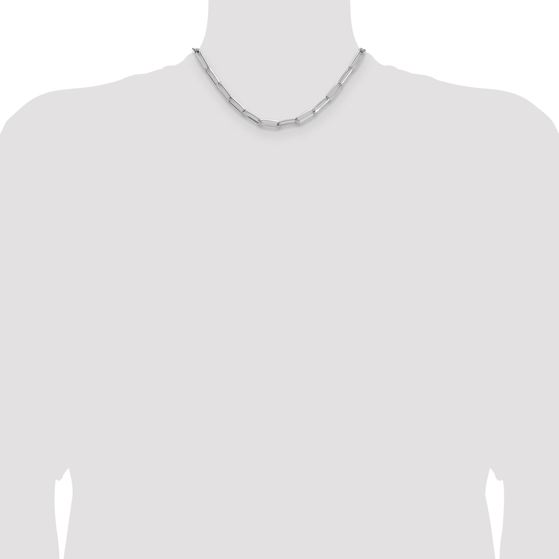 Sterling Silver Rhodium-plated 5.5mm D/C Paperclip Chain