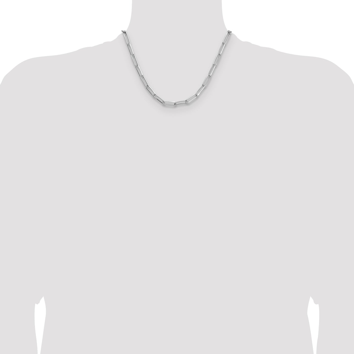 Sterling Silver Rhodium-plated 5.5mm D/C Paperclip Chain