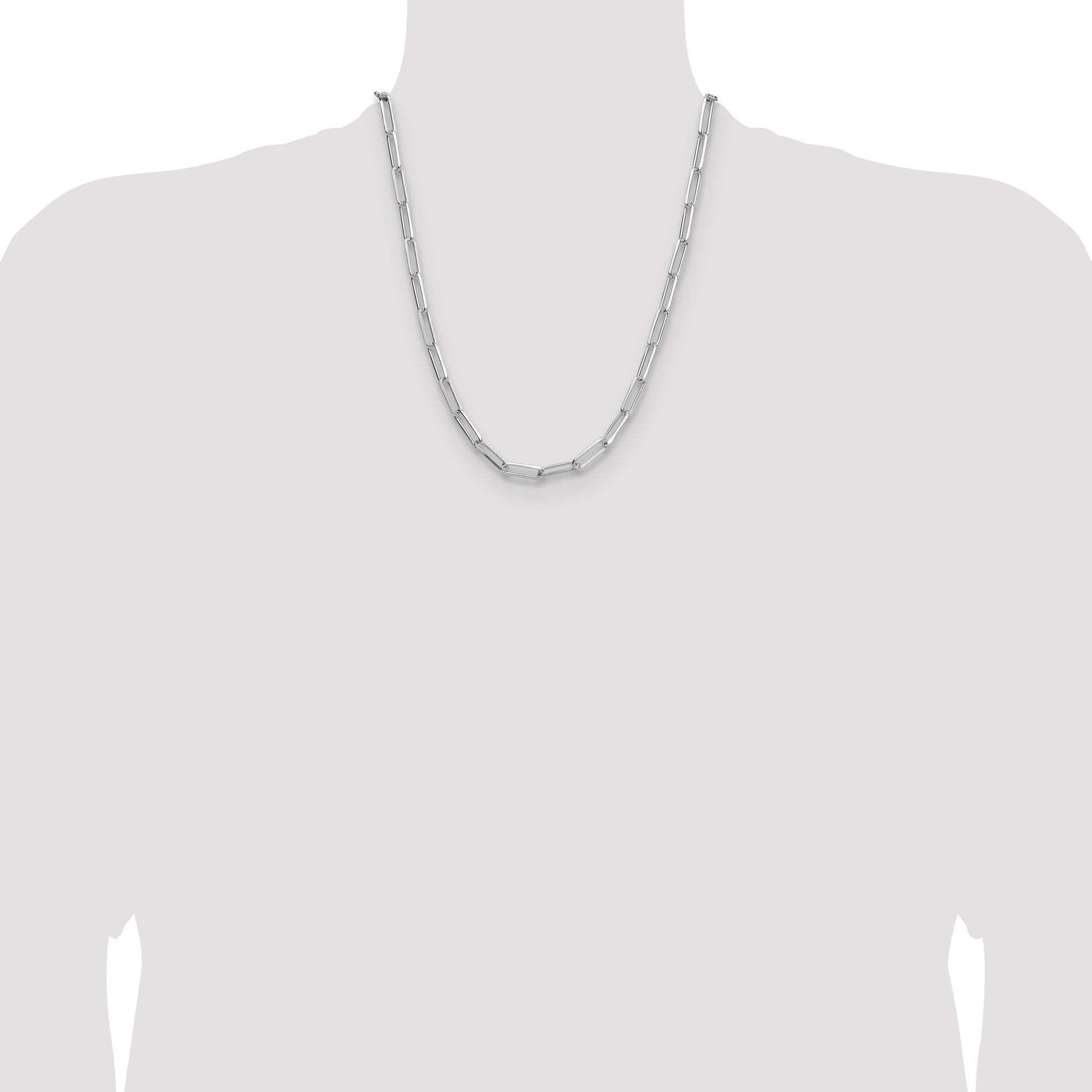 Sterling Silver Rhodium-plated 5.5mm D/C Paperclip Chain