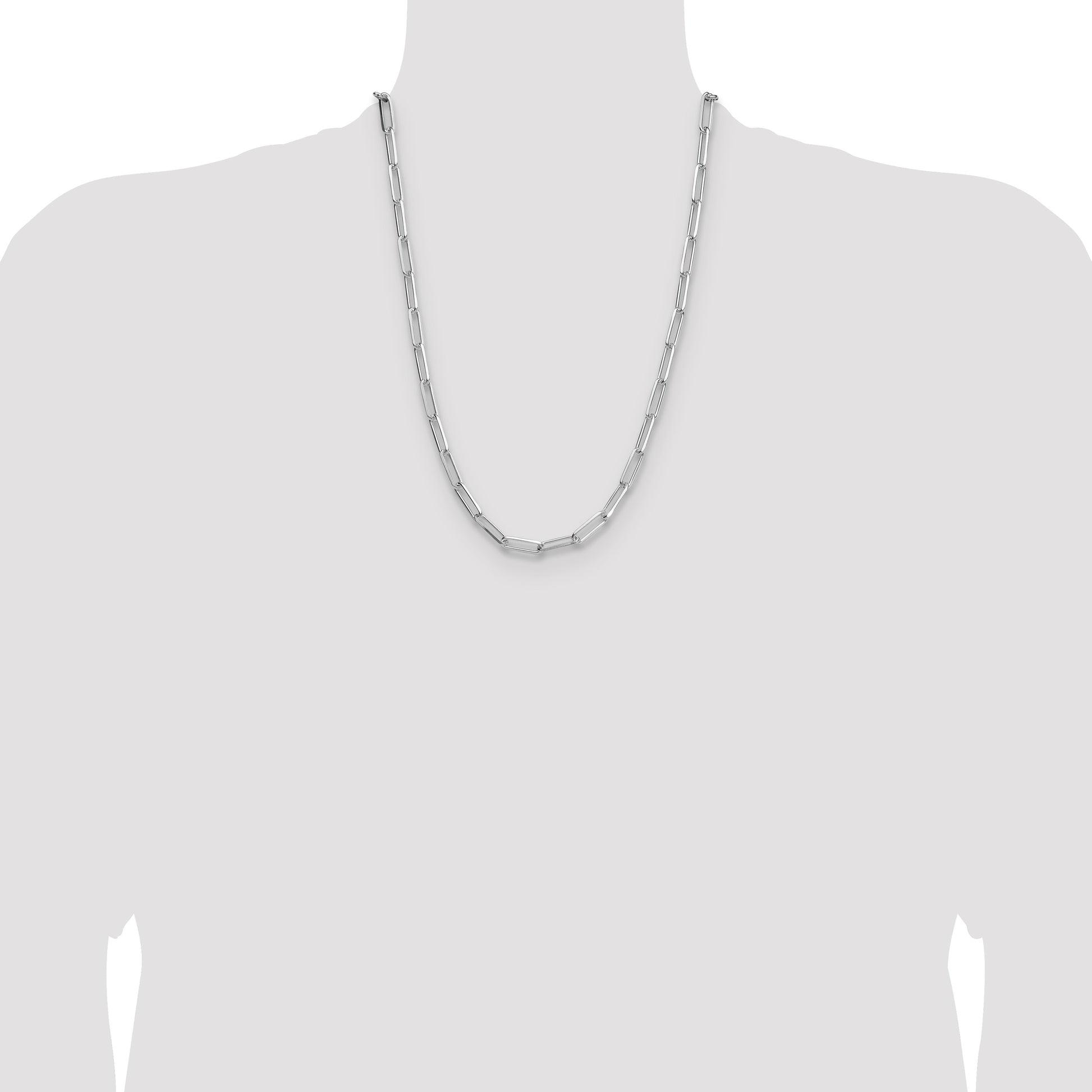 Sterling Silver Rhodium-plated 5.5mm D/C Paperclip Chain
