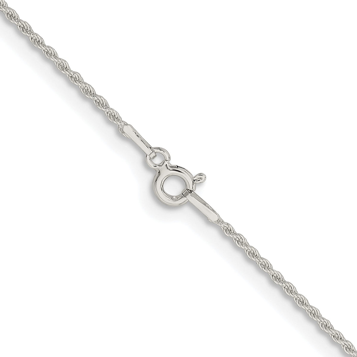 Sterling Silver Rhodium-plated 1.3mm Solid Rope Chain