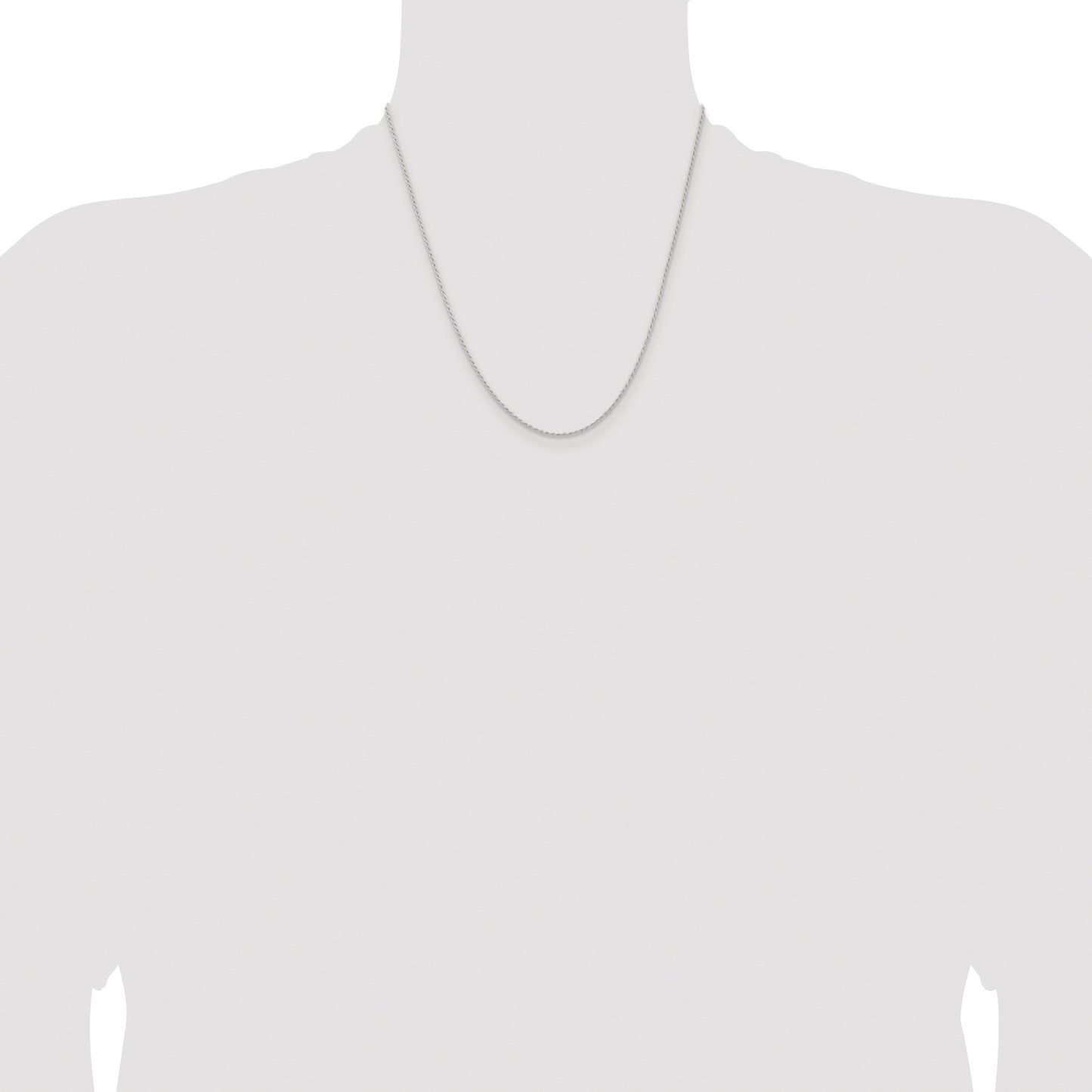 Sterling Silver Rhodium-plated 1.3mm Solid Rope Chain