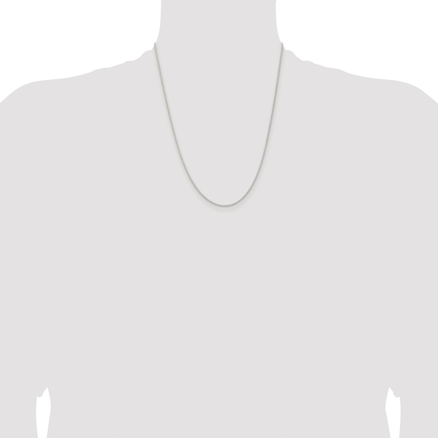 Sterling Silver Rhodium-plated 1.3mm Solid Rope Chain