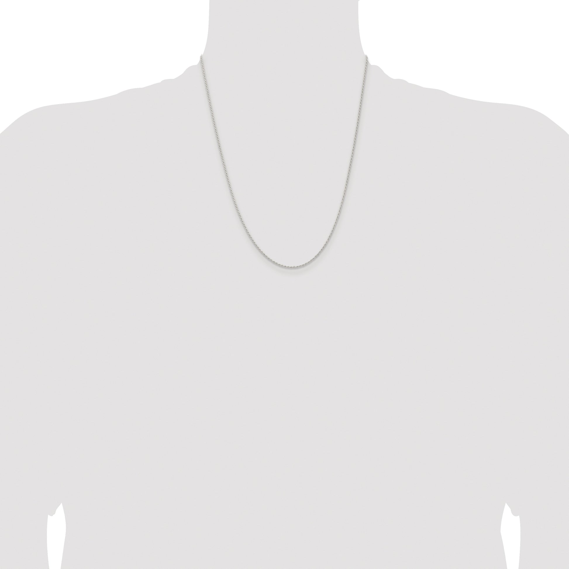 Sterling Silver Rhodium-plated 1.3mm Solid Rope Chain