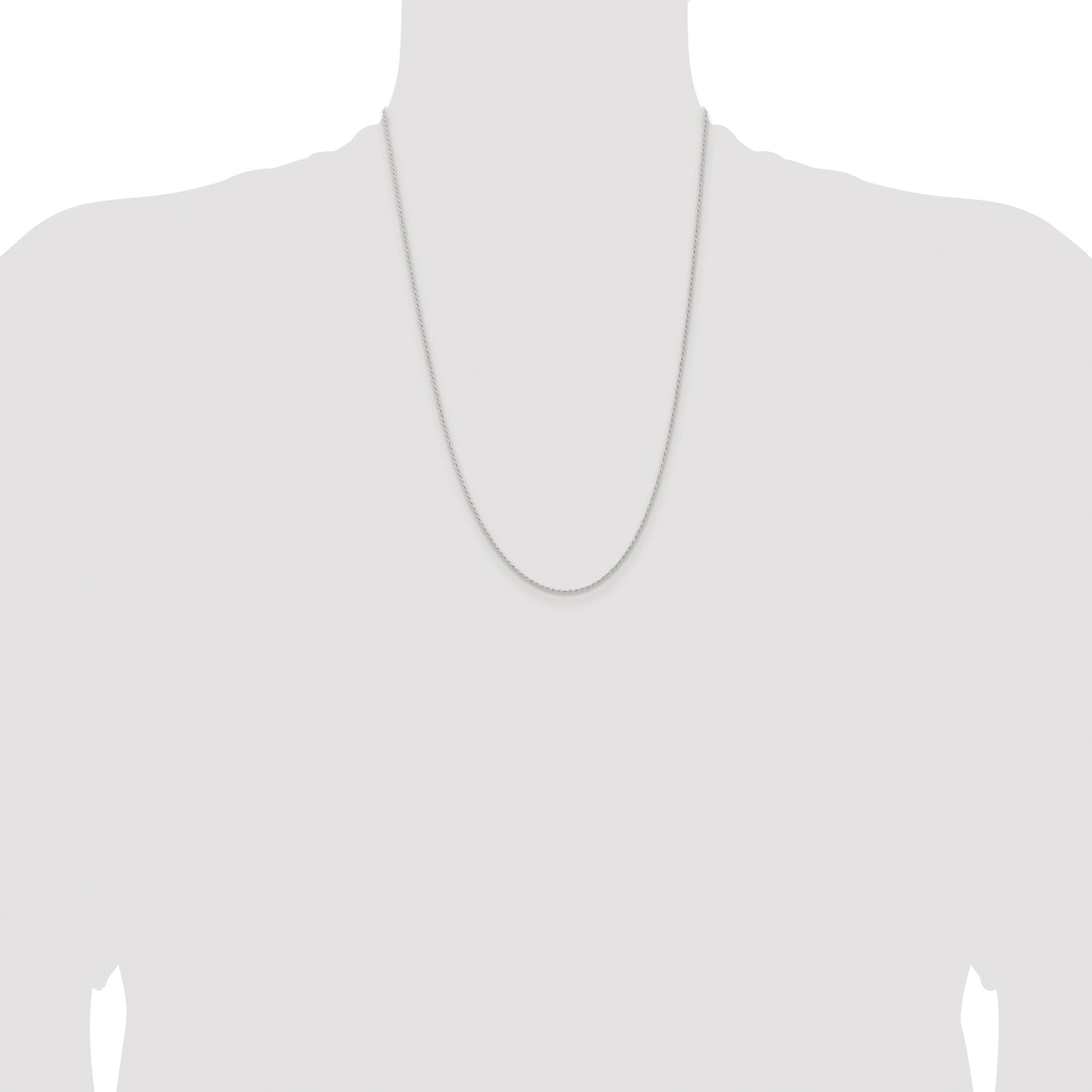 Sterling Silver Rhodium-plated 1.3mm Solid Rope Chain