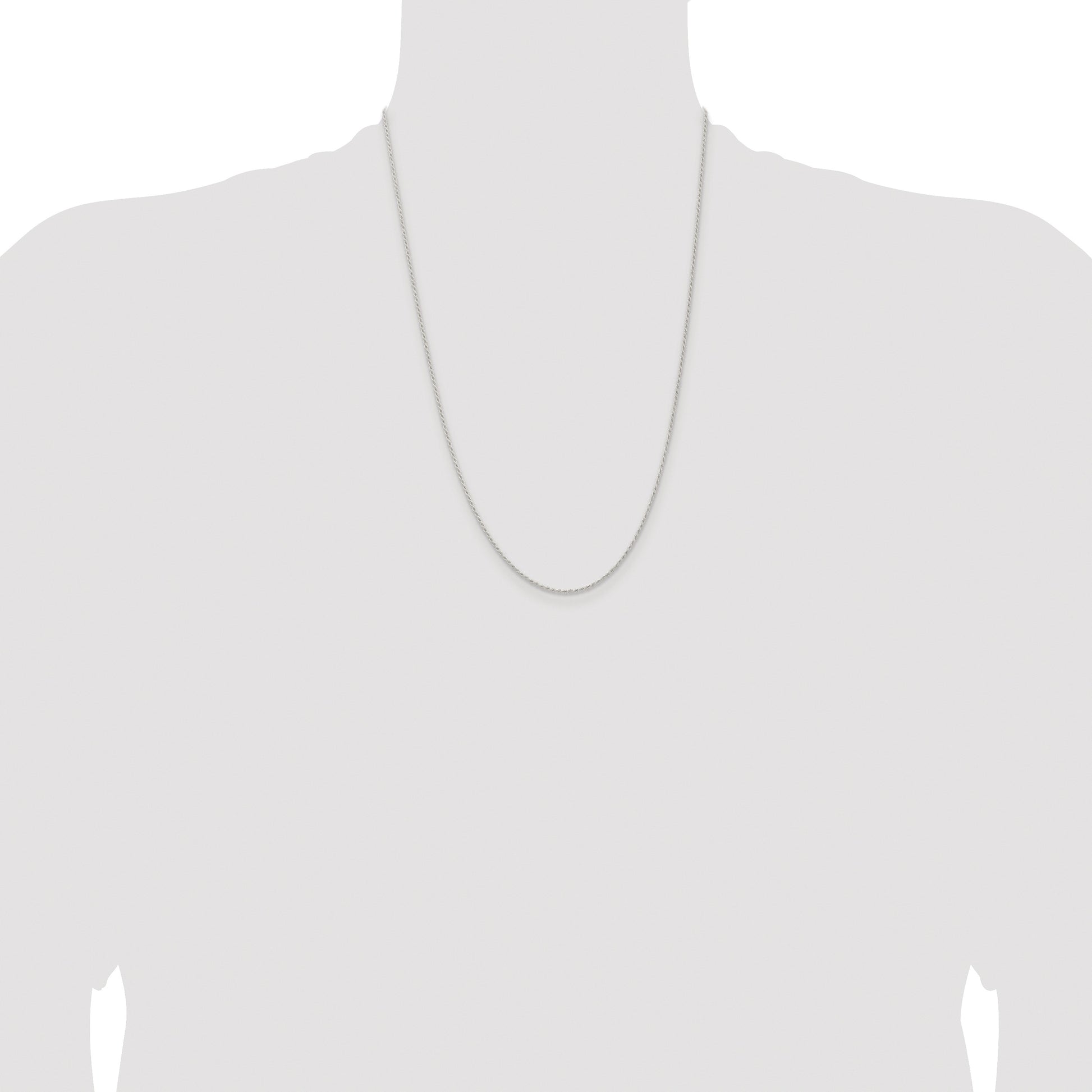 Sterling Silver Rhodium-plated 1.3mm Solid Rope Chain
