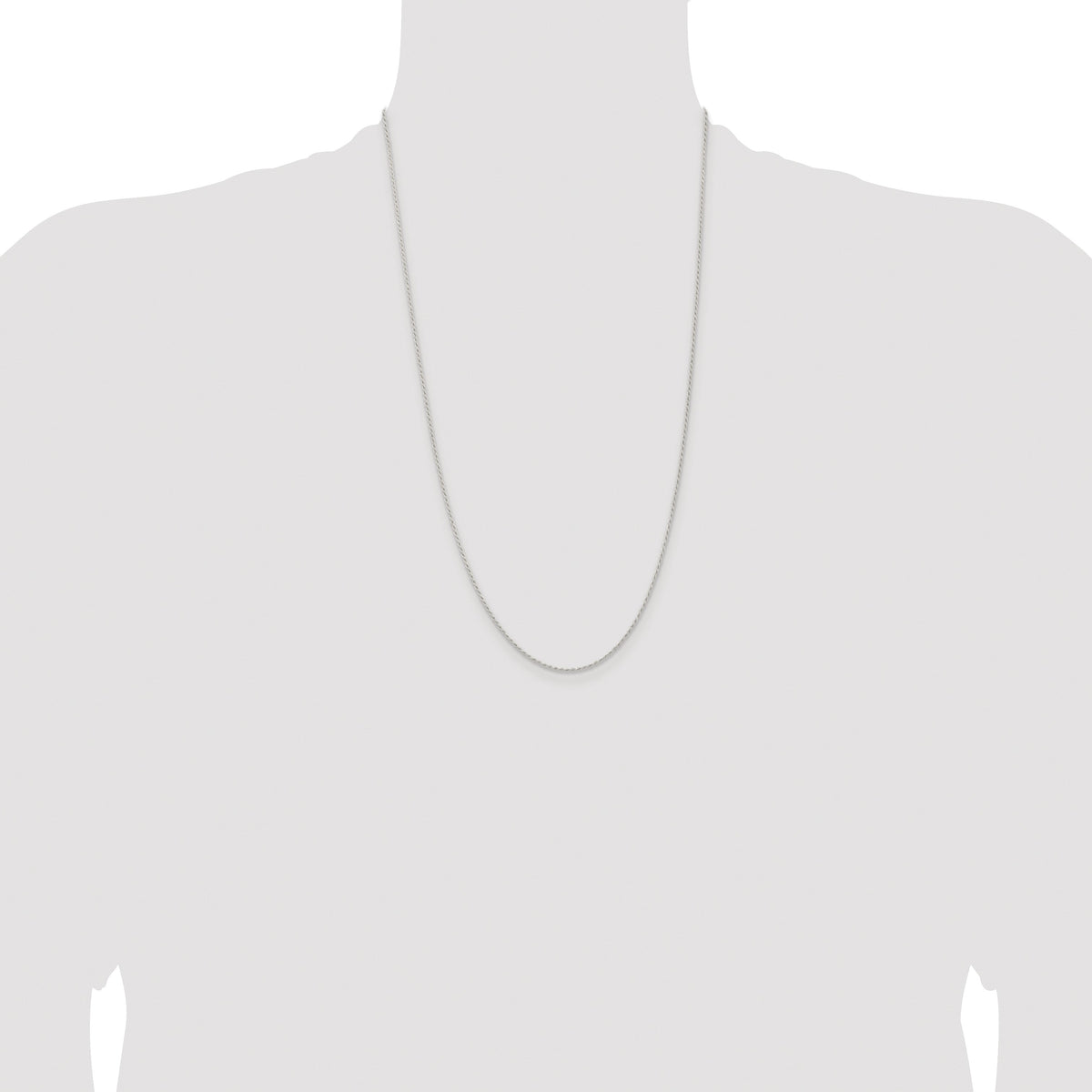 Sterling Silver Rhodium-plated 1.3mm Solid Rope Chain