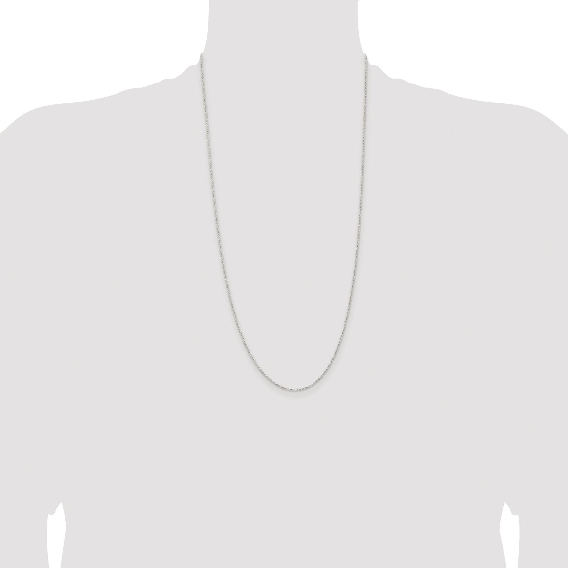 Sterling Silver Rhodium-plated 1.3mm Solid Rope Chain