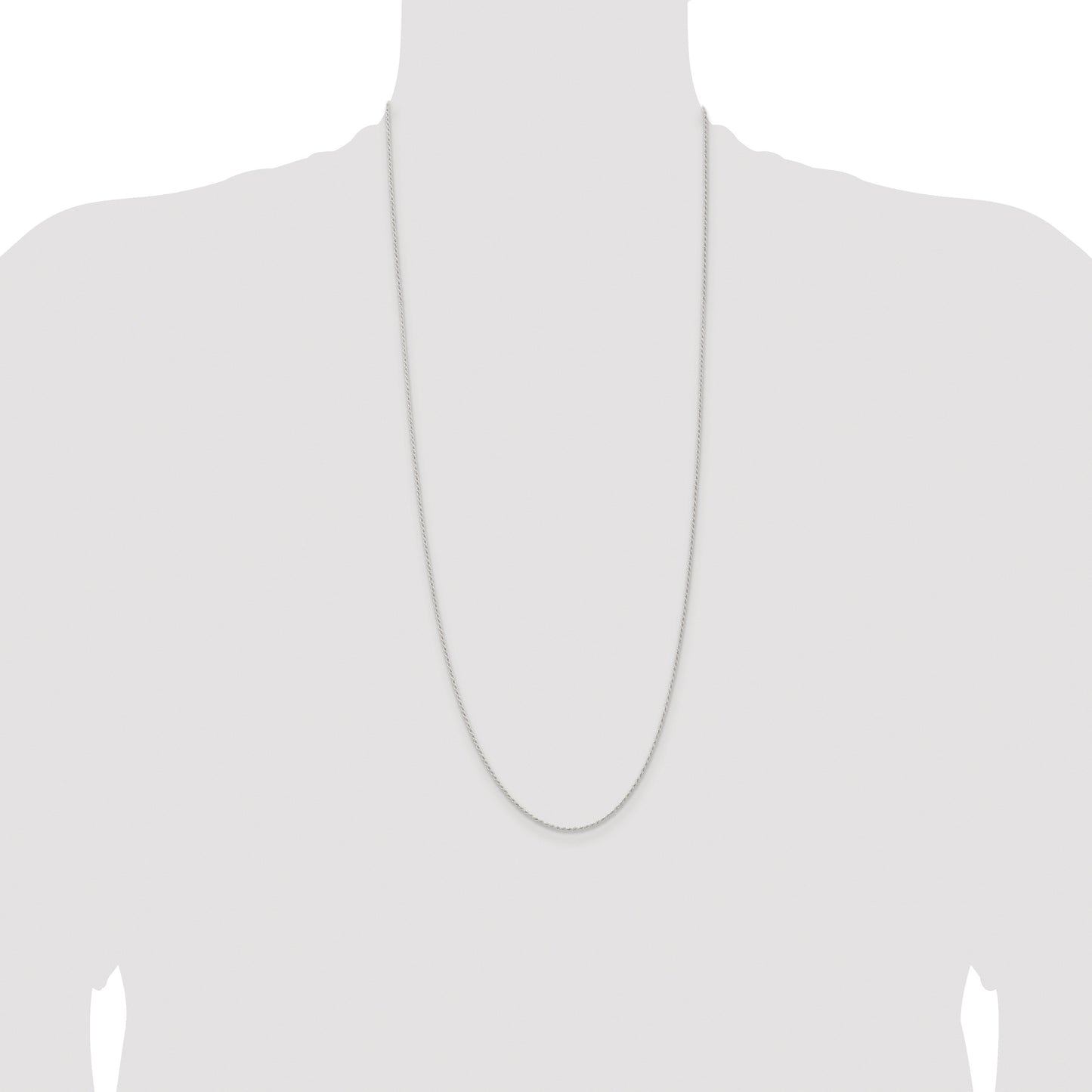 Sterling Silver Rhodium-plated 1.3mm Solid Rope Chain