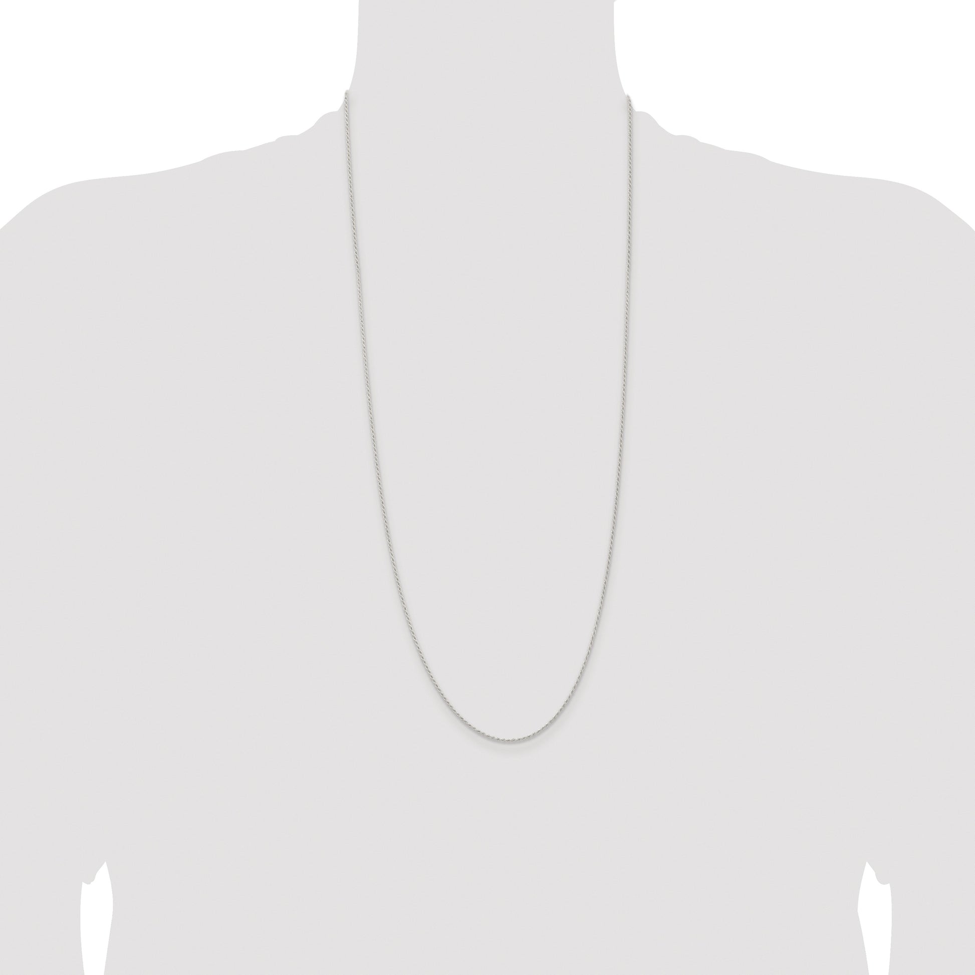 Sterling Silver Rhodium-plated 1.3mm Solid Rope Chain