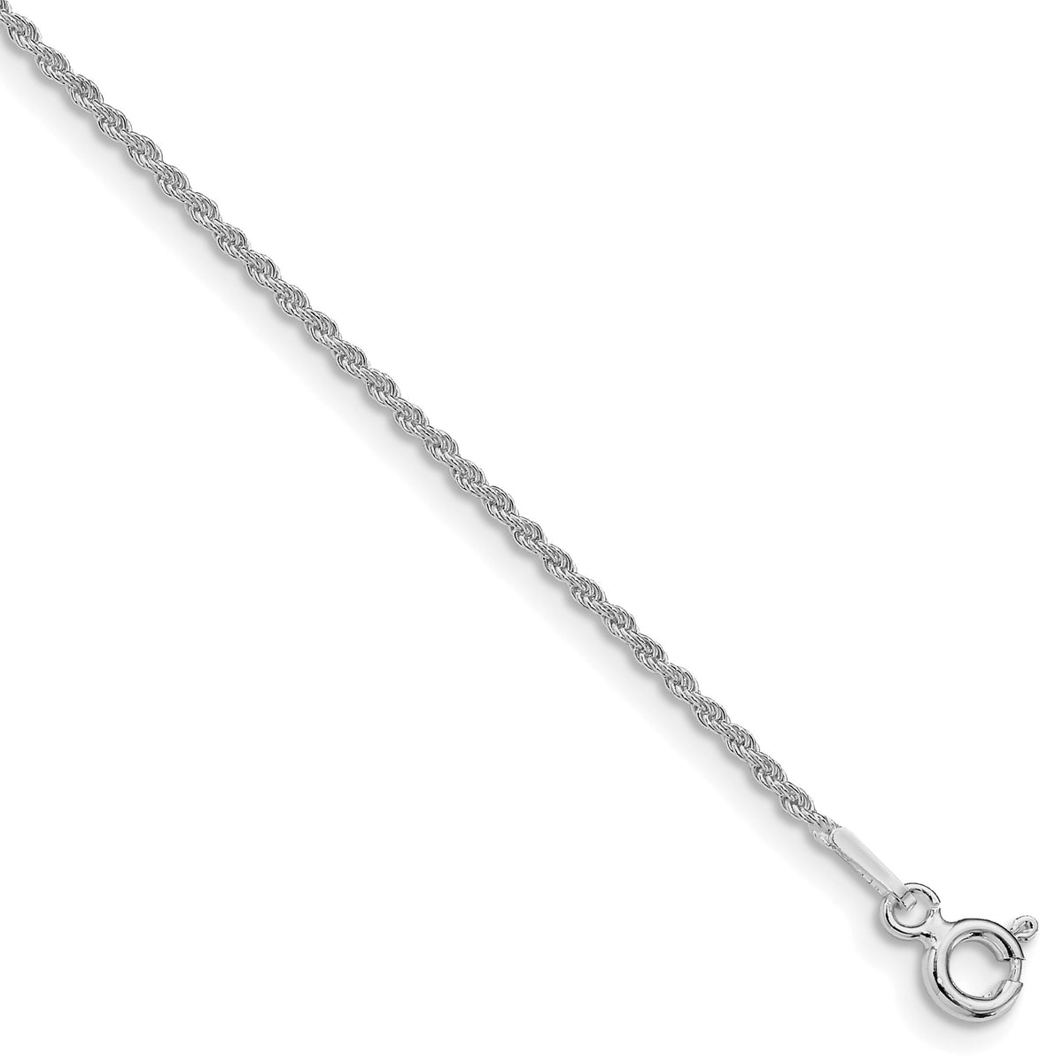 Sterling Silver Rhodium-plated 1.3mm Solid Rope Chain