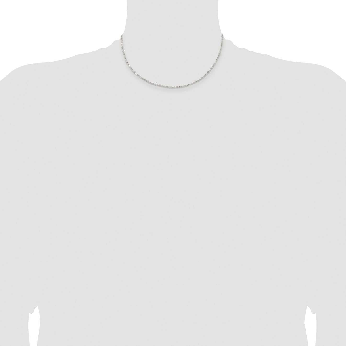 Sterling Silver Rhodium-plated 1.5mm Solid Rope Chain