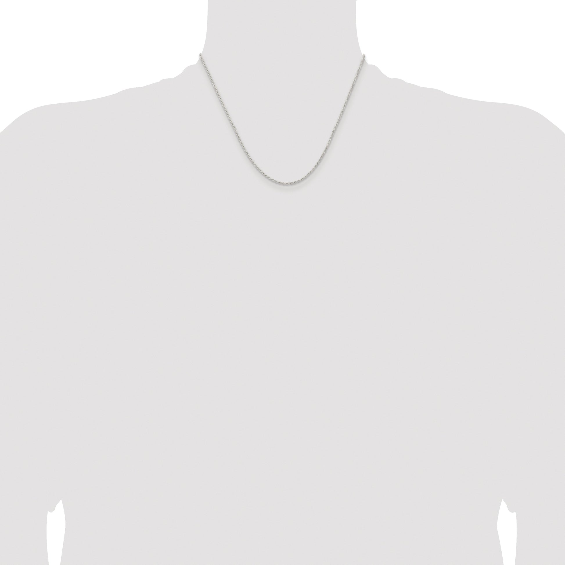 Sterling Silver Rhodium-plated 1.5mm Solid Rope Chain