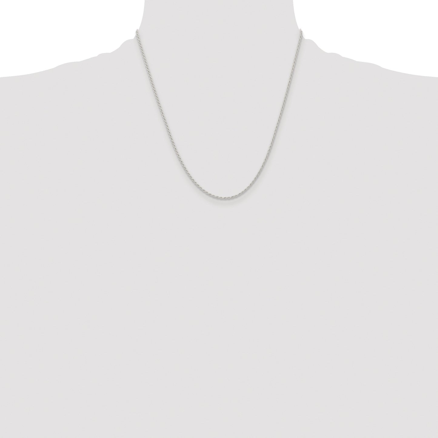 Sterling Silver Rhodium-plated 1.5mm Solid Rope Chain