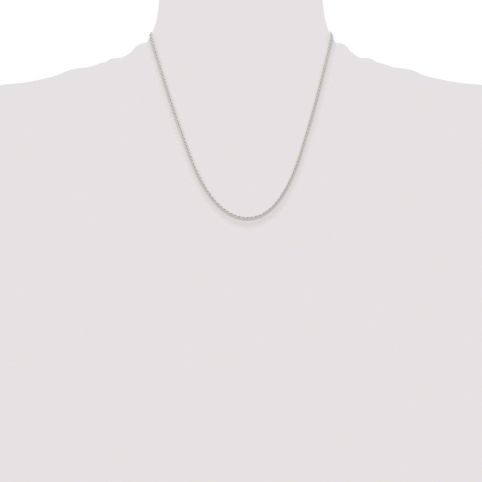 Sterling Silver Rhodium-plated 1.5mm Solid Rope Chain