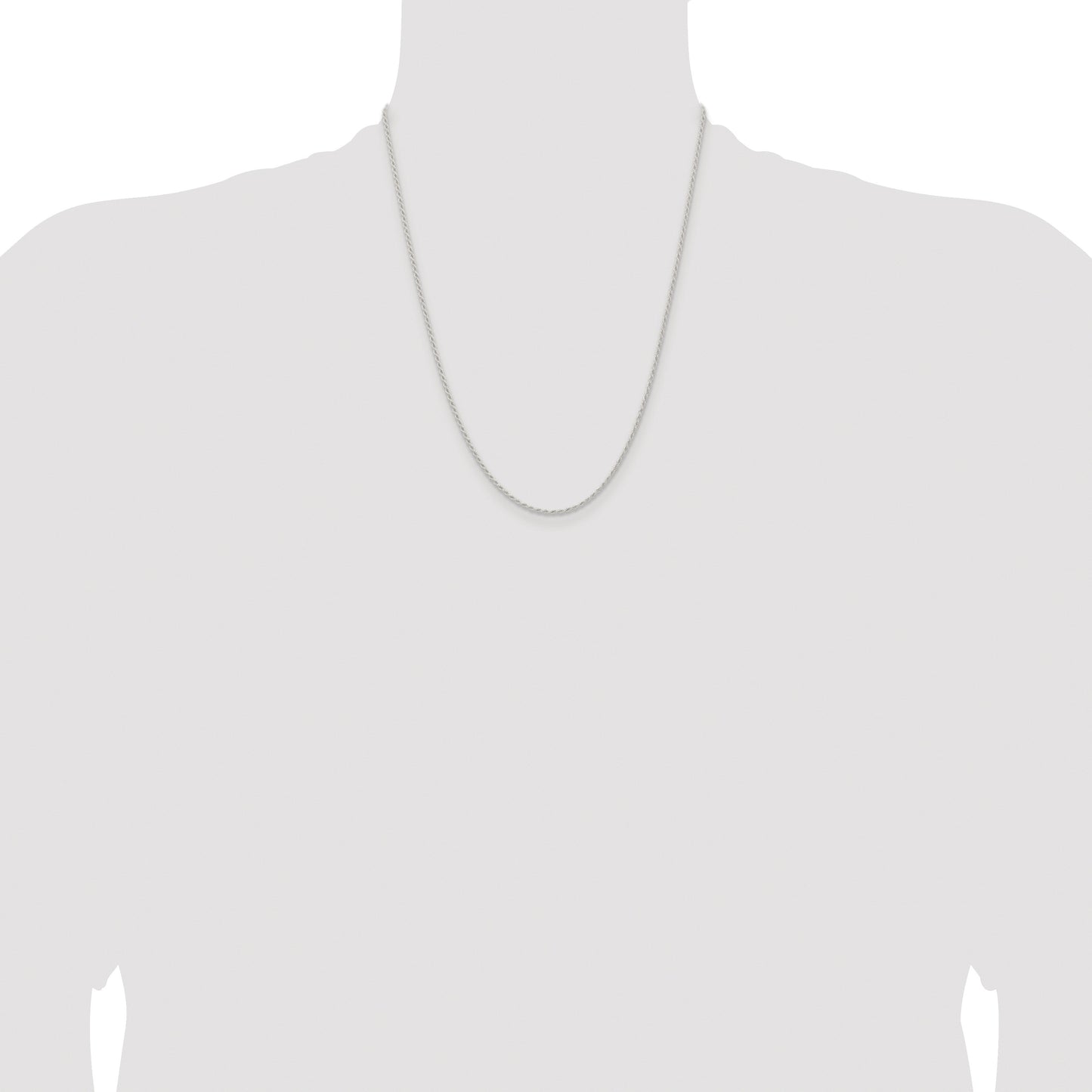 Sterling Silver Rhodium-plated 1.5mm Solid Rope Chain