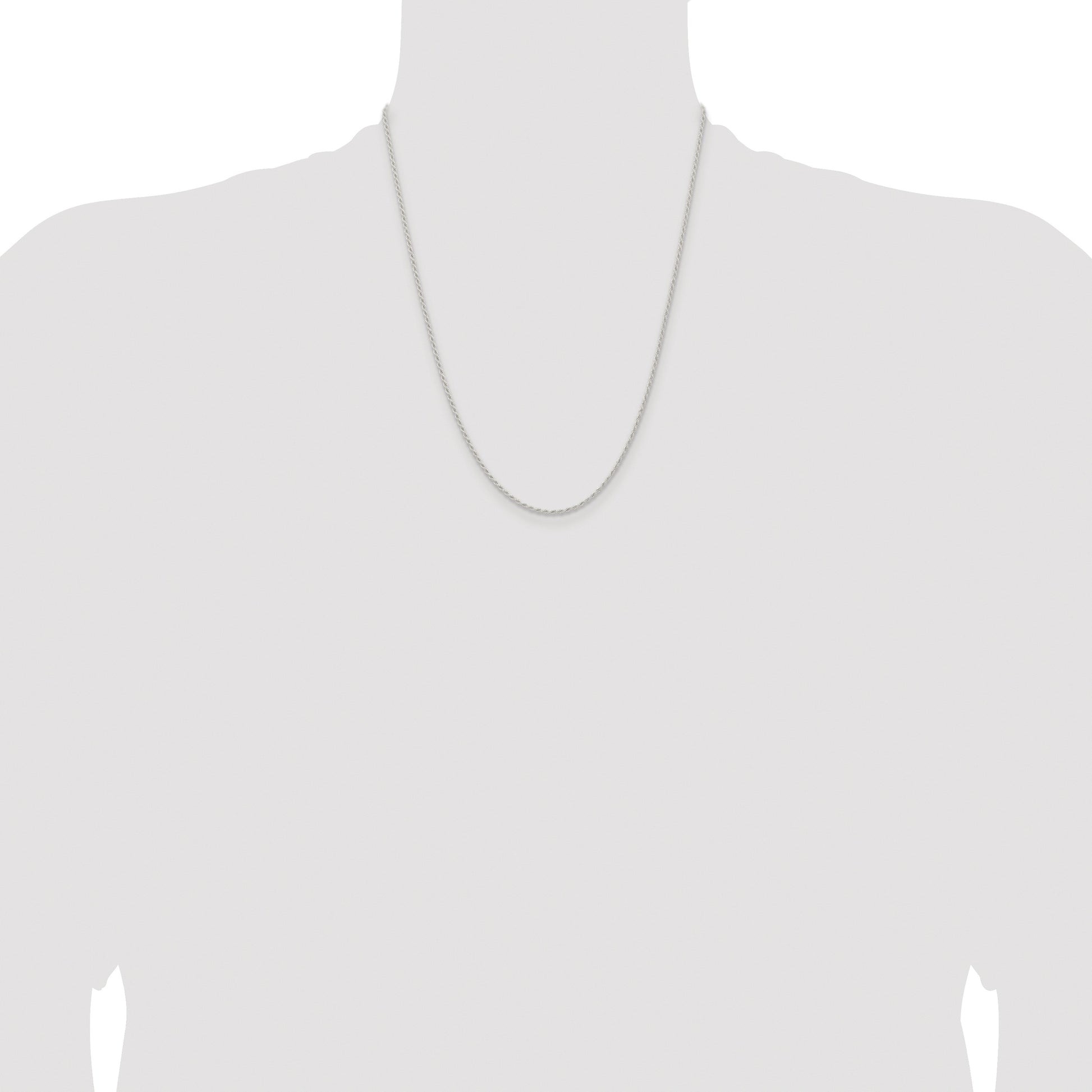 Sterling Silver Rhodium-plated 1.5mm Solid Rope Chain