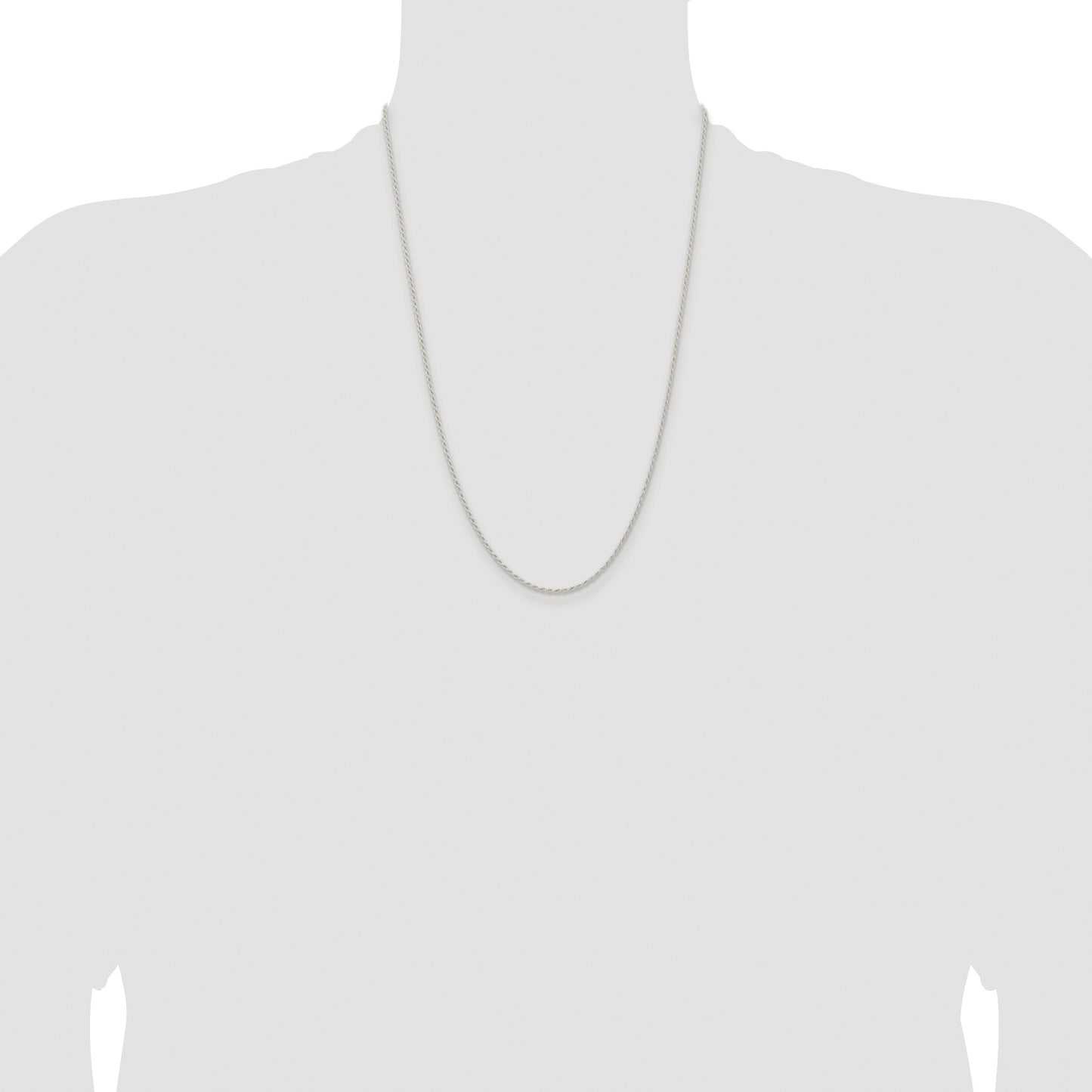 Sterling Silver Rhodium-plated 1.5mm Solid Rope Chain