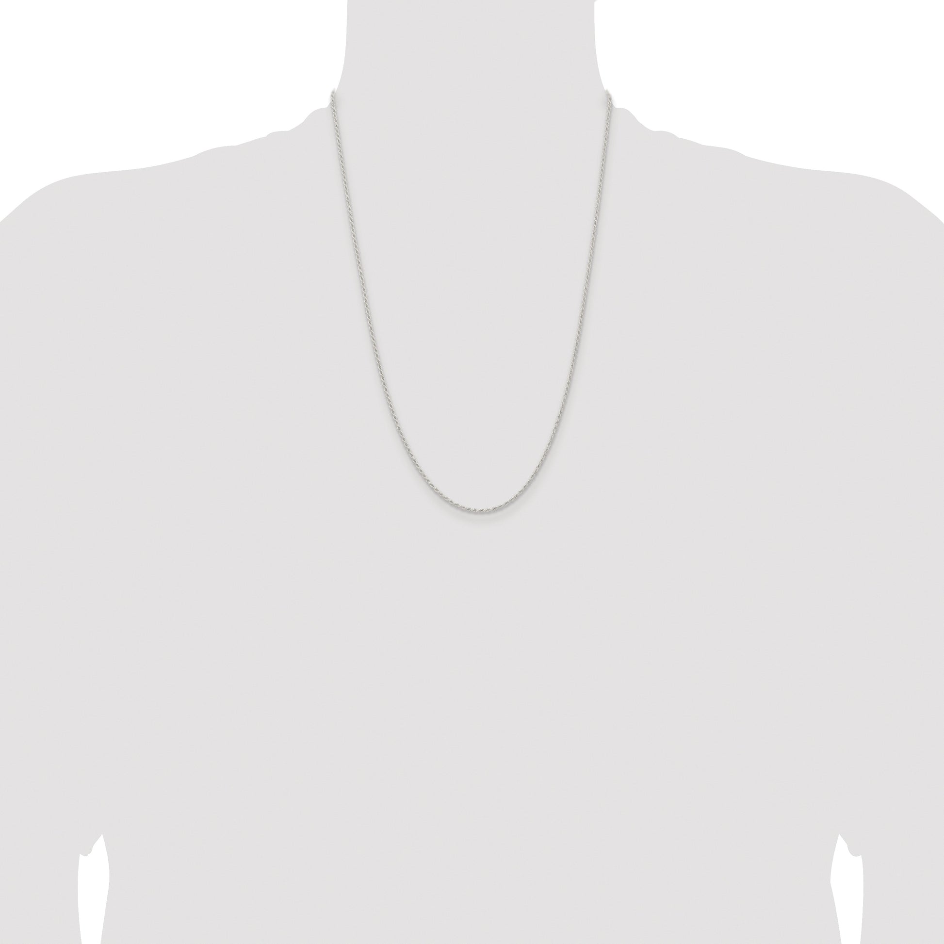 Sterling Silver Rhodium-plated 1.5mm Solid Rope Chain