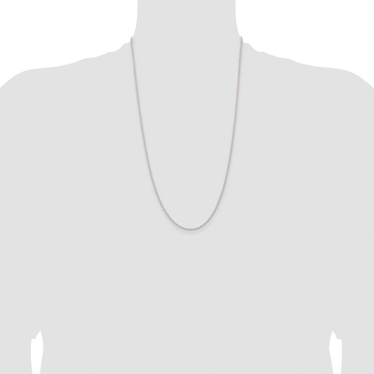 Sterling Silver Rhodium-plated 1.5mm Solid Rope Chain
