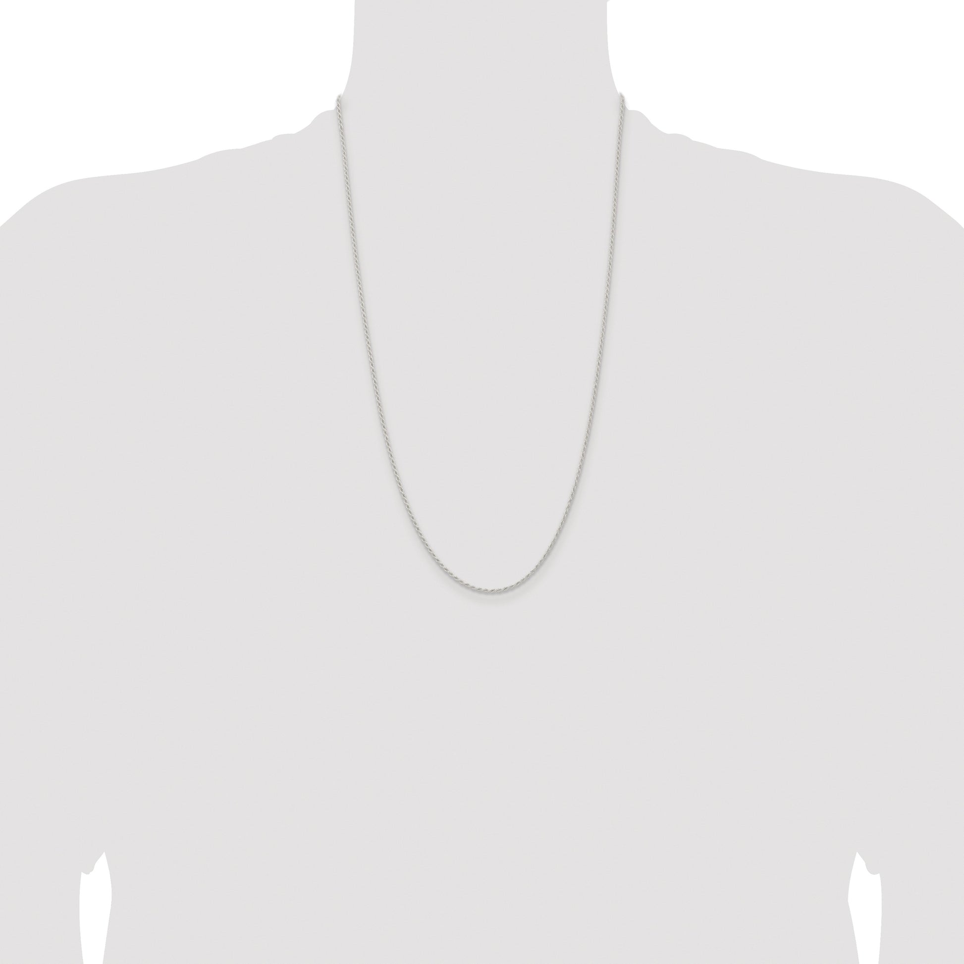 Sterling Silver Rhodium-plated 1.5mm Solid Rope Chain