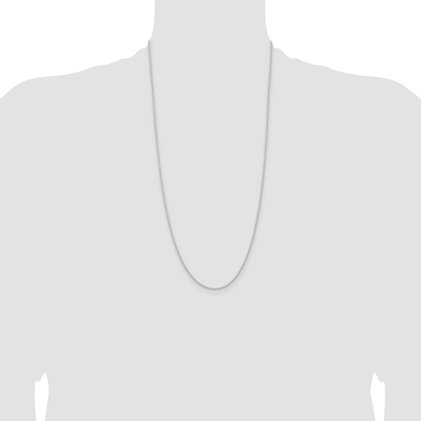 Sterling Silver Rhodium-plated 1.5mm Solid Rope Chain