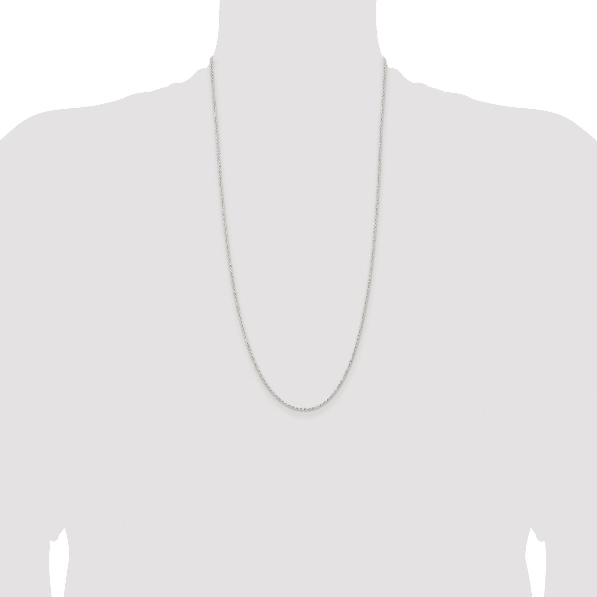 Sterling Silver Rhodium-plated 1.5mm Solid Rope Chain