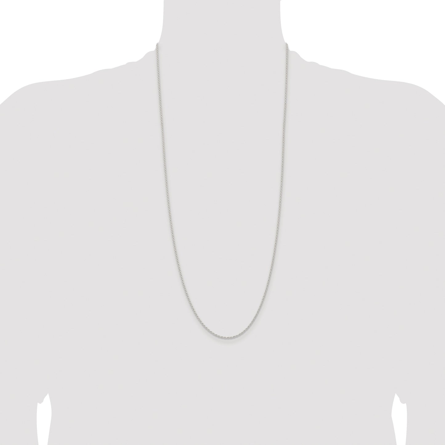 Sterling Silver Rhodium-plated 1.5mm Solid Rope Chain