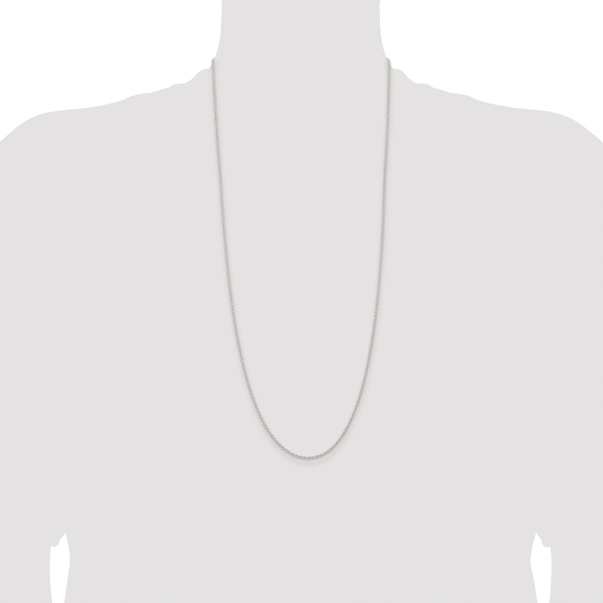 Sterling Silver Rhodium-plated 1.5mm Solid Rope Chain