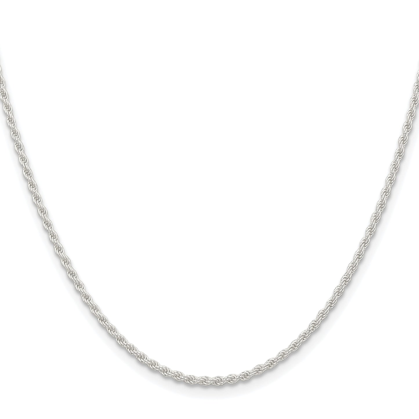 Sterling Silver Rhodium-plated 1.8mm Solid Rope Chain