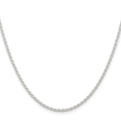 Sterling Silver Rhodium-plated 1.8mm Solid Rope Chain