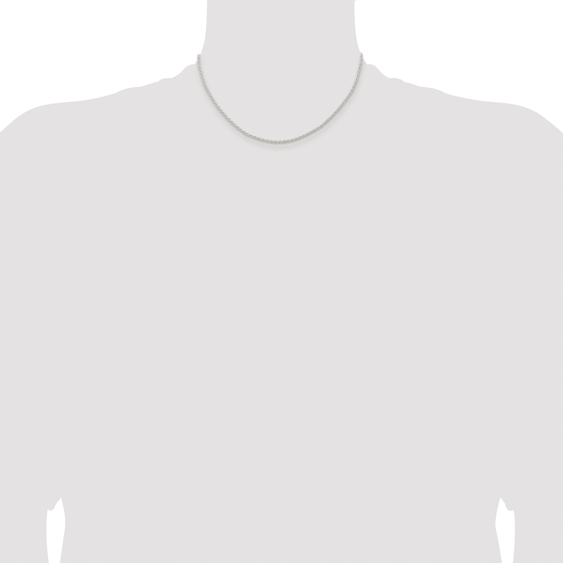 Sterling Silver Rhodium-plated 1.8mm Solid Rope Chain