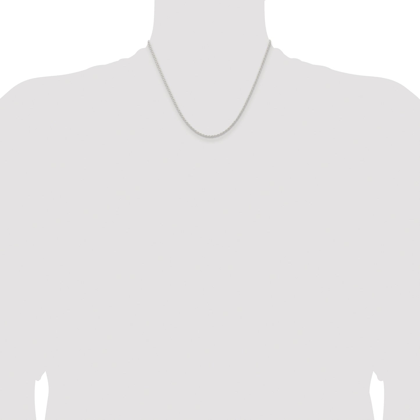 Sterling Silver Rhodium-plated 1.8mm Solid Rope Chain