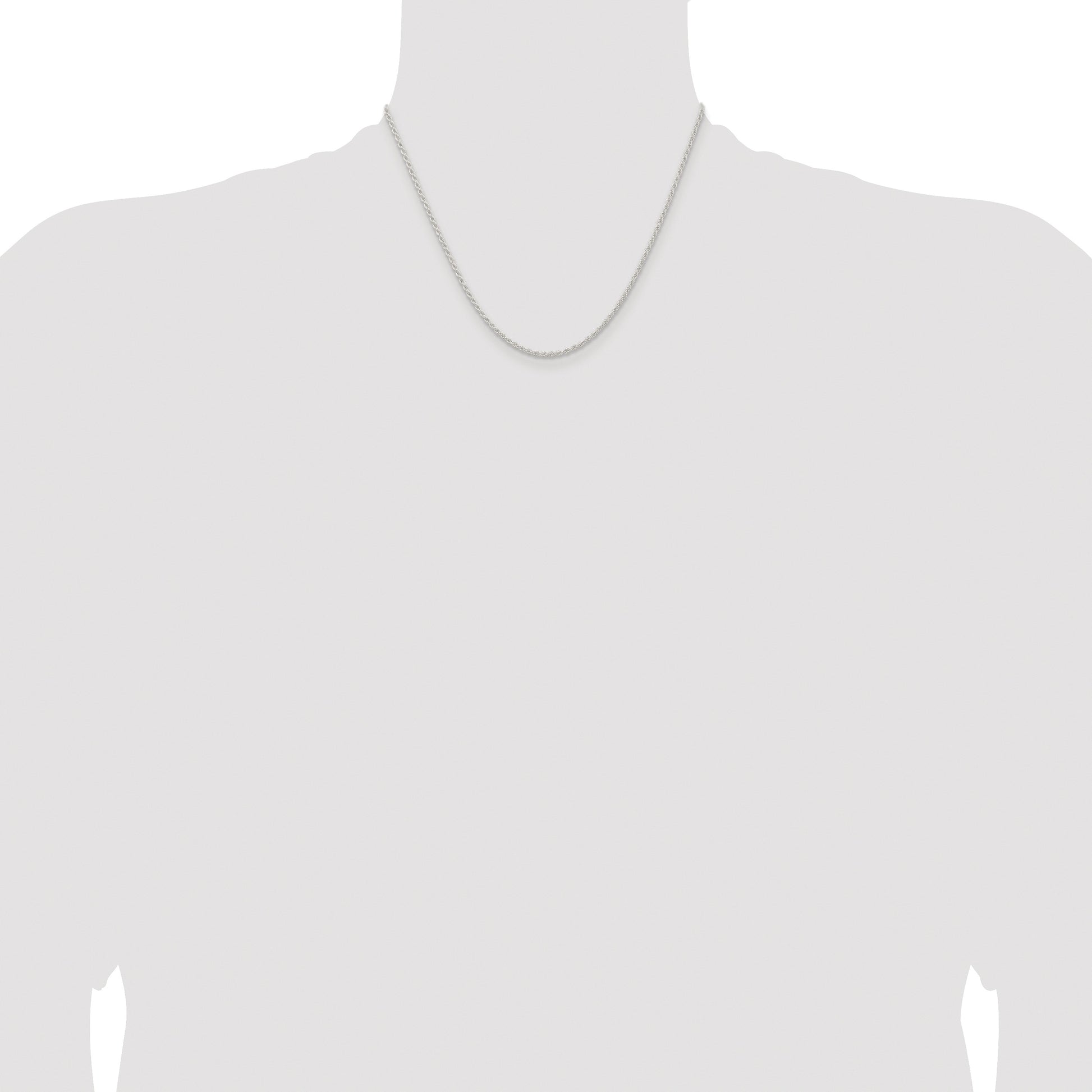 Sterling Silver Rhodium-plated 1.8mm Solid Rope Chain