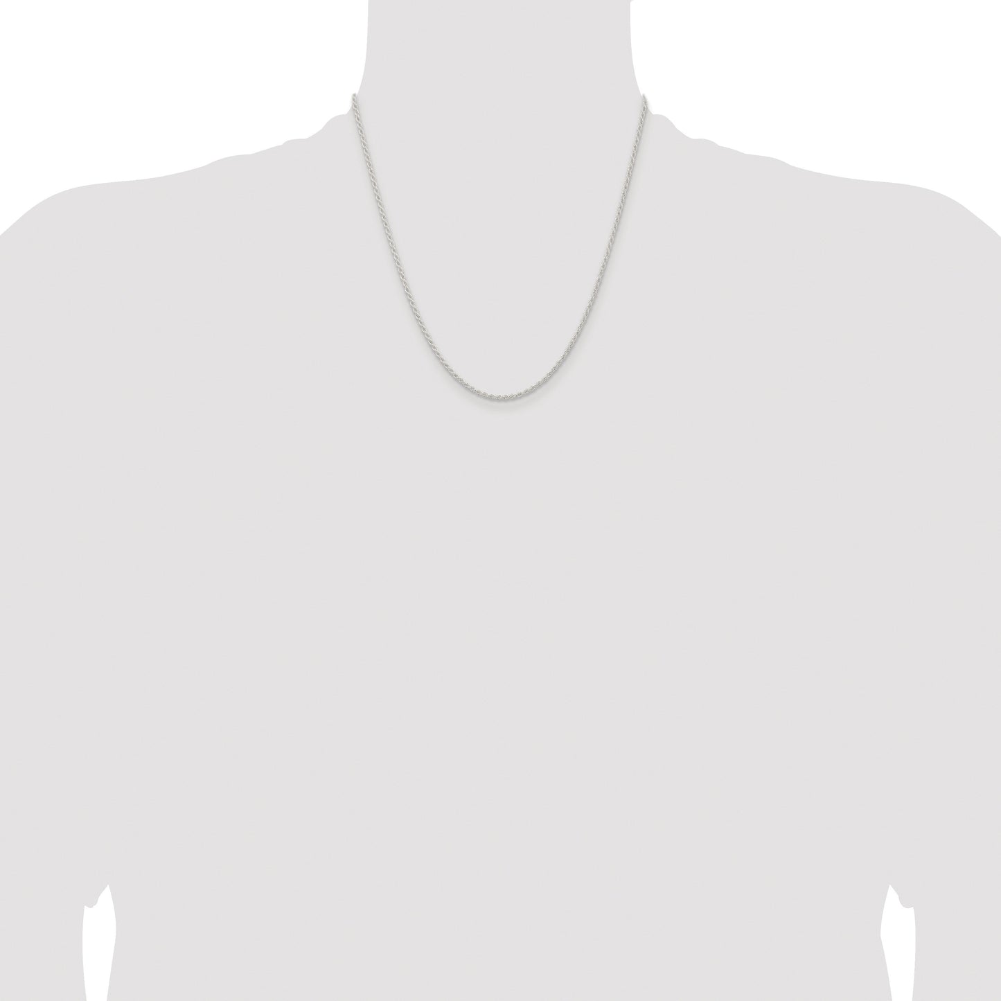 Sterling Silver Rhodium-plated 1.8mm Solid Rope Chain